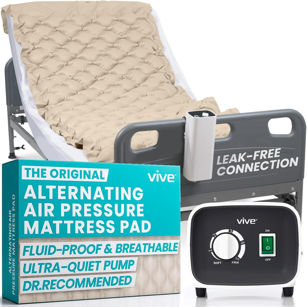 Vive Alternating Air Pressure Mattress Pad with Waterproof Cover and Quiet Pump

