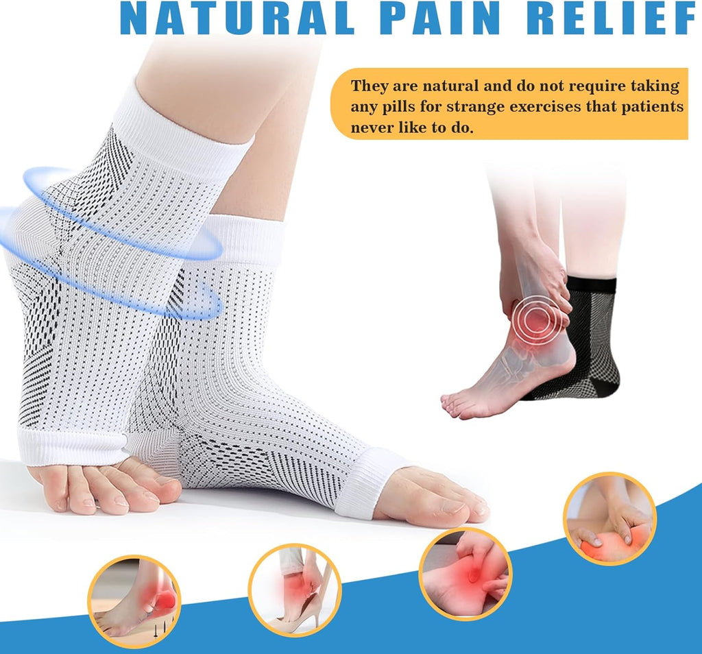 Neuropathy Compression Socks for Women, 6 Pairs, Ankle Brace & Plantar Relief

