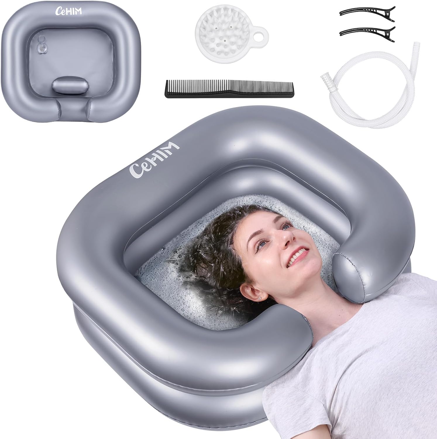 Inflatable Shampoo Basin Portable Hair Washing Bowl for Bedridden and Care

