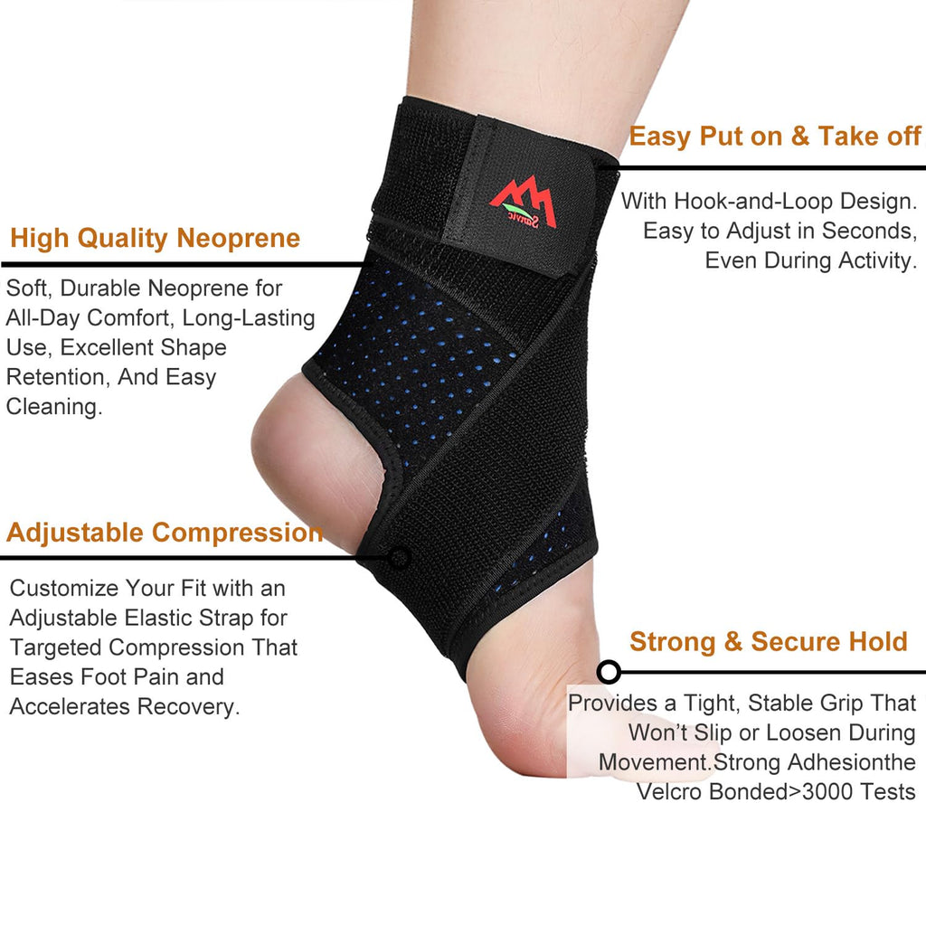 Sinvic Adjustable Ankle Brace for Sprained Ankle, Breathable Neoprene Support

