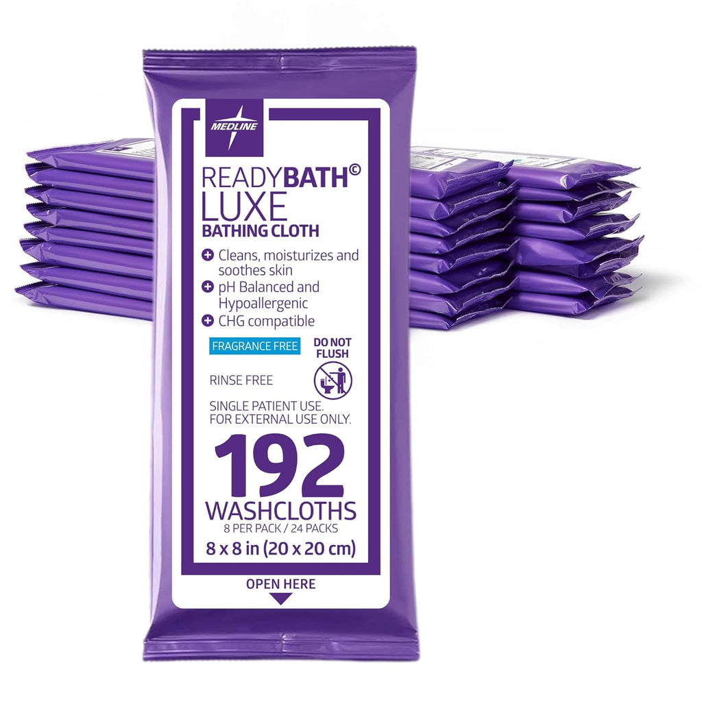 Medline ReadyBath LUXE Extra Thick Adult Bath Wipes, Unscented Aloe No-Rinse

