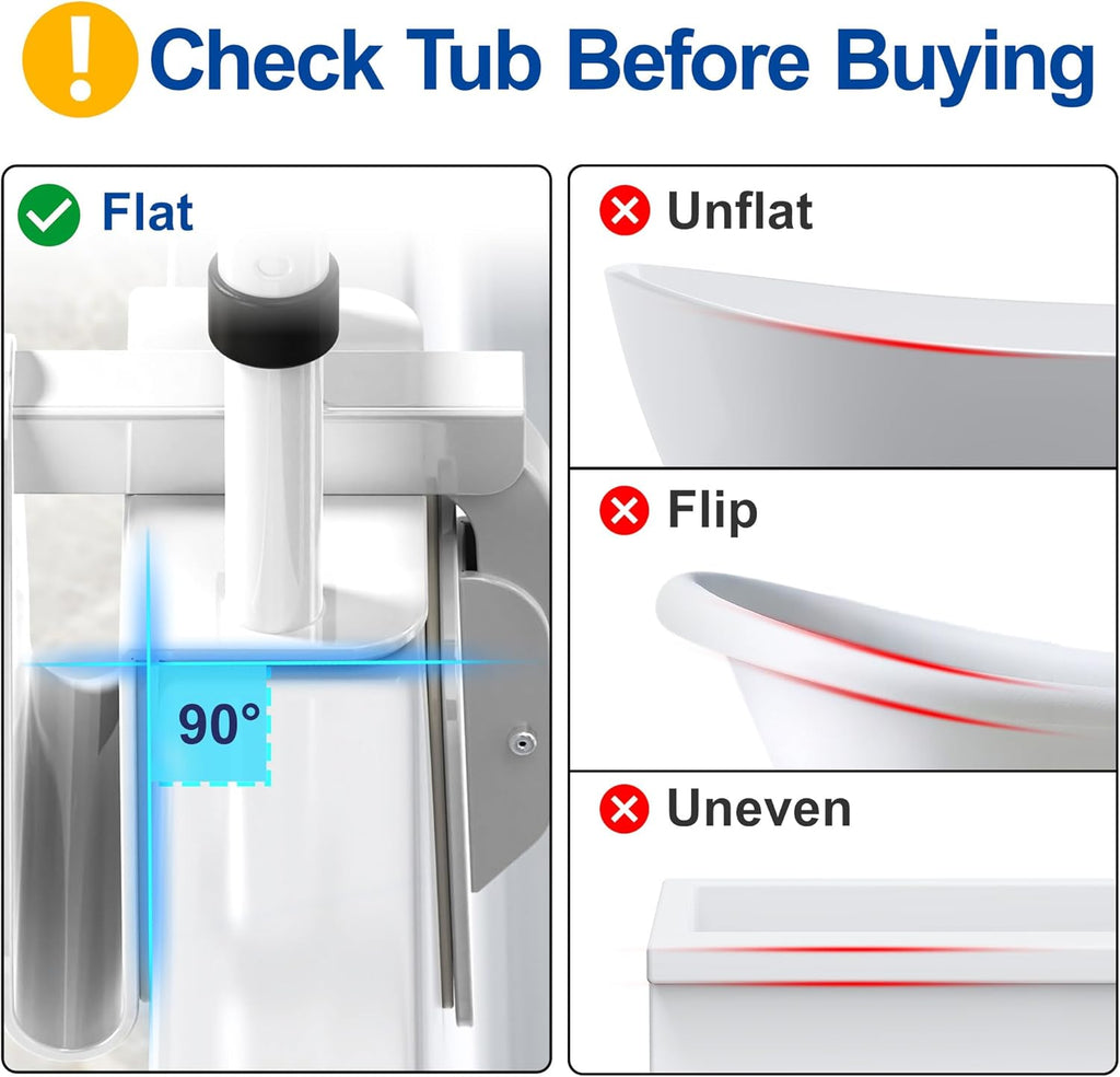 Adjustable Bathtub Safety Rail Clamp-On Shower Grab Bar, Non-Slip Dual Handles

