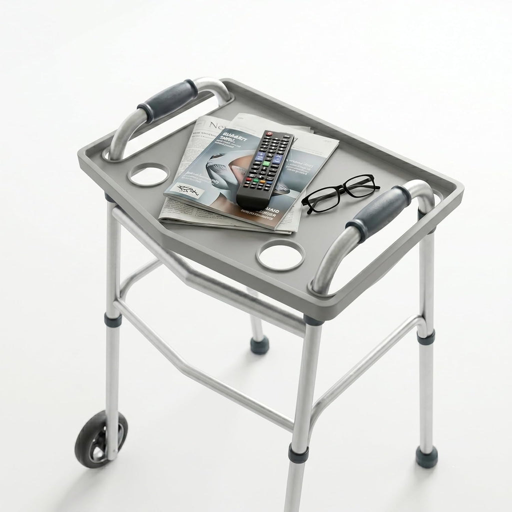 Bluestone Walker Tray Upright with Holders for Folding Walkers, Cup Holders

