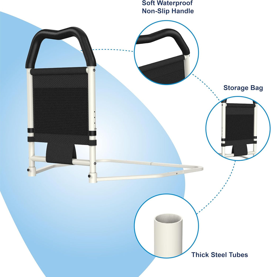 Adjustable Bed Rail for Elderly Safety Support, Non-Slip Handle, 350 lb Capacity

