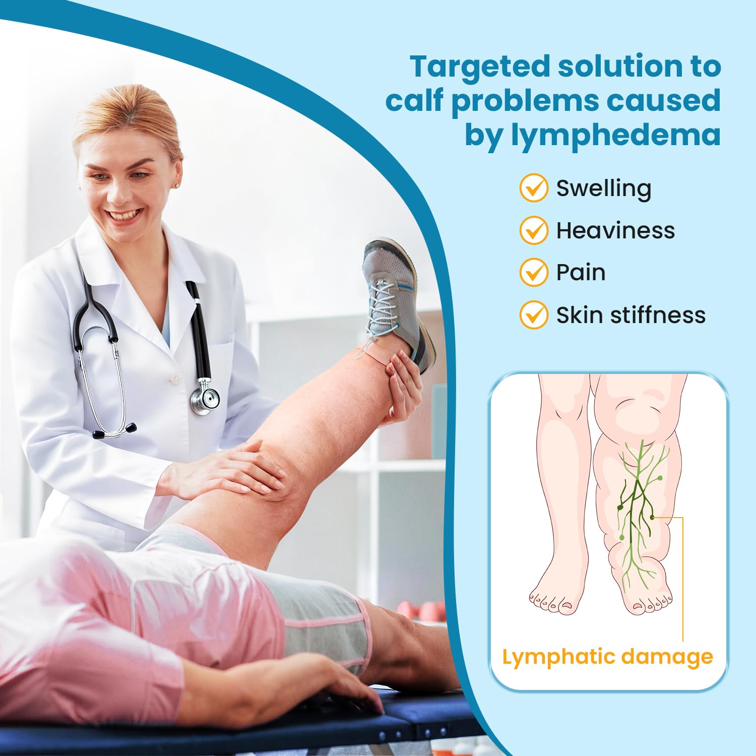 iDonua Lymphedema Compression Wrap for Lower Leg, Adjustable Cross Straps

