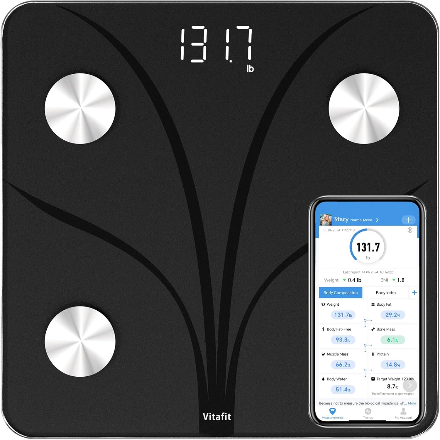 Vitafit Smart Bathroom Scale Body Composition Analyzer BMI Body Fat Muscle

