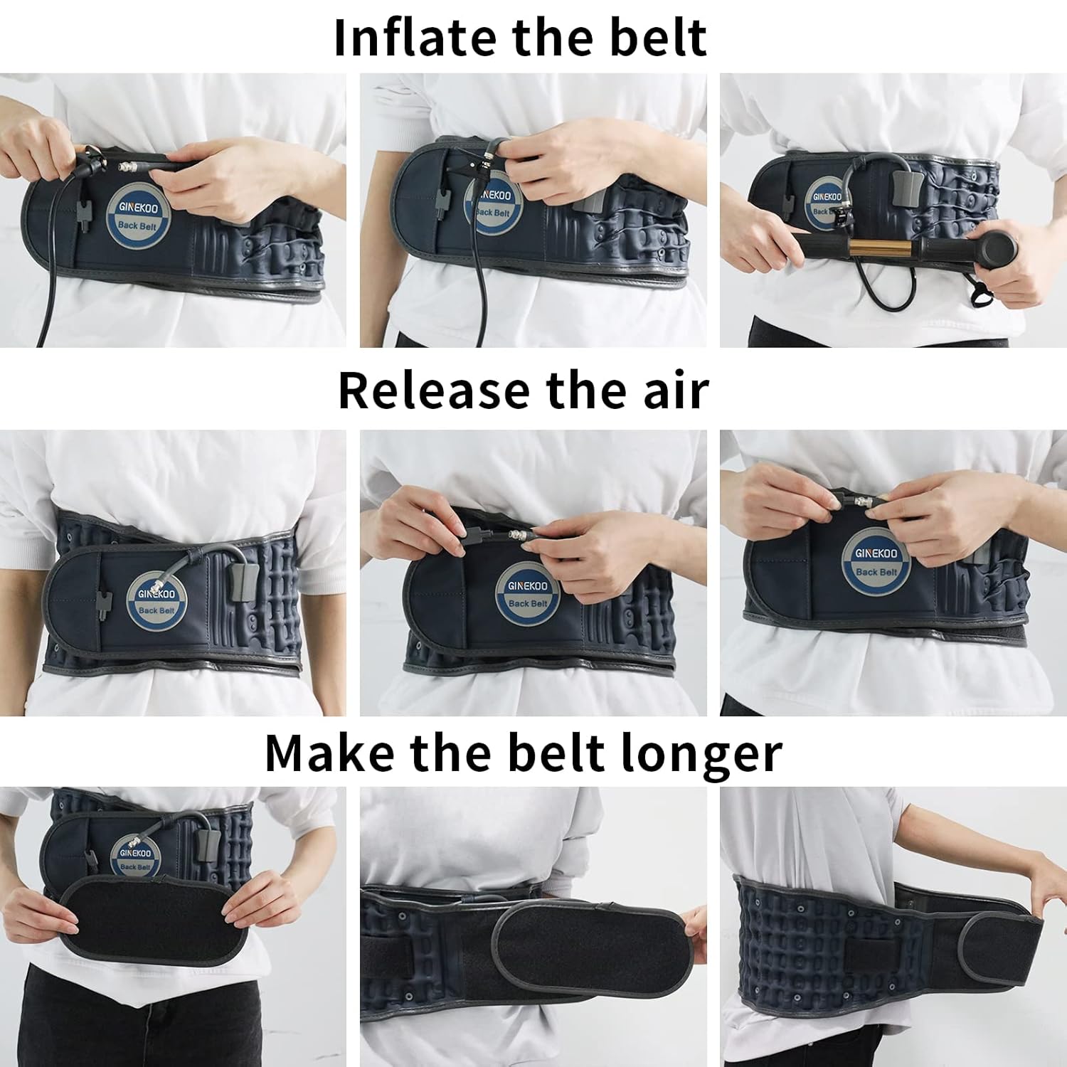 GINEKOO Inflatable Spinal Traction Belt for Lumbar Support and Back Pain Relief

