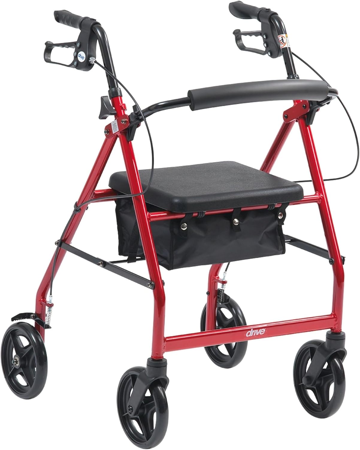 Drive Medical Aluminum Rollator Walker with Fold-Up Seat and Padded Back Support

