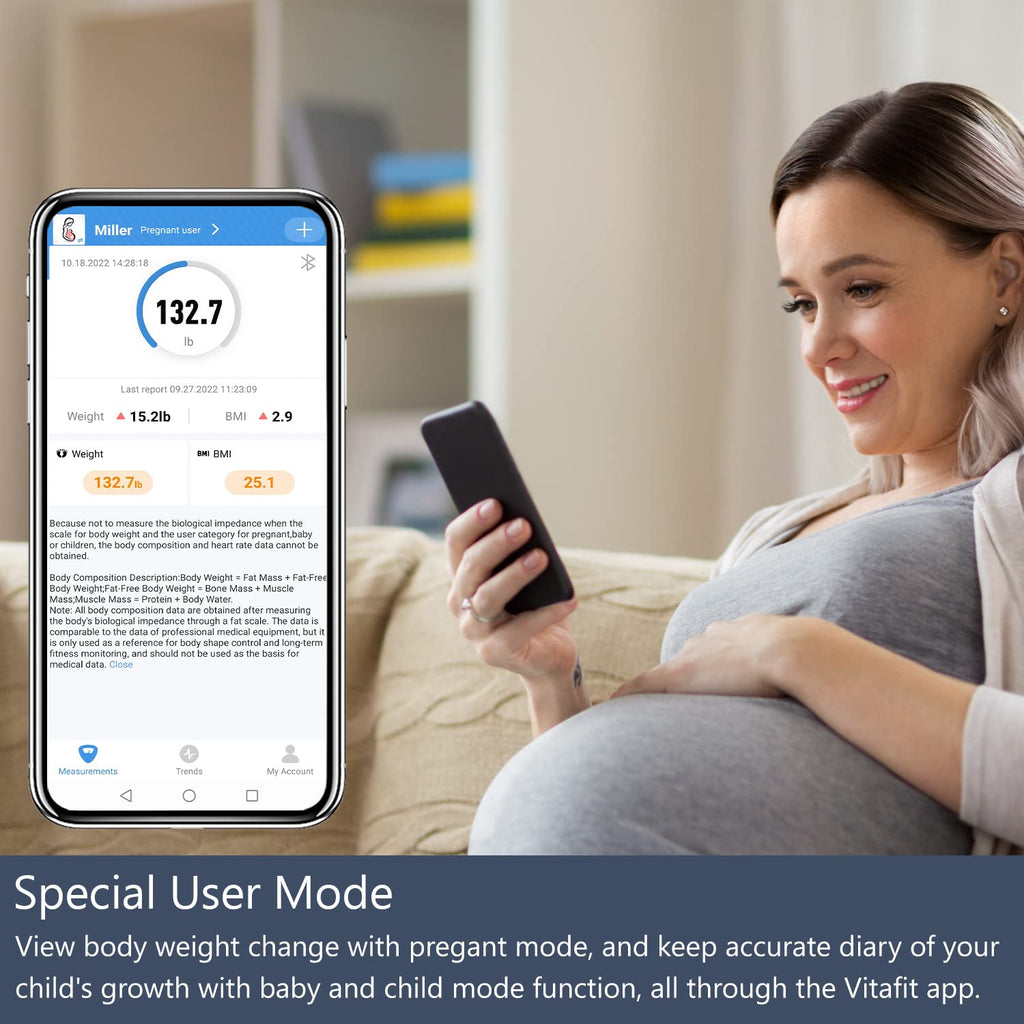 Vitafit Anti-Slip Smart Digital Bathroom Scale with BMI and App

