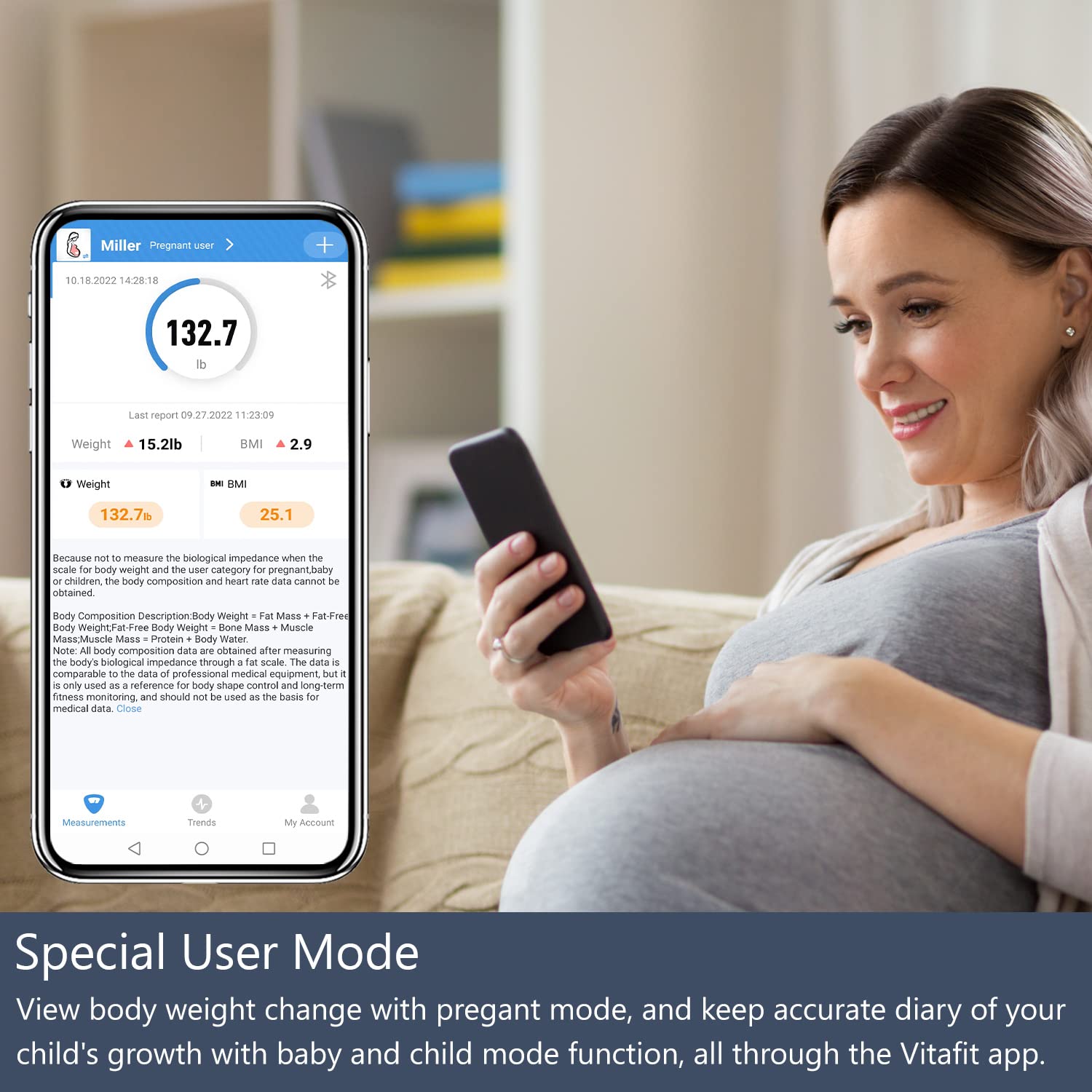 Vitafit Anti-Slip Smart Digital Bathroom Scale with BMI and App

