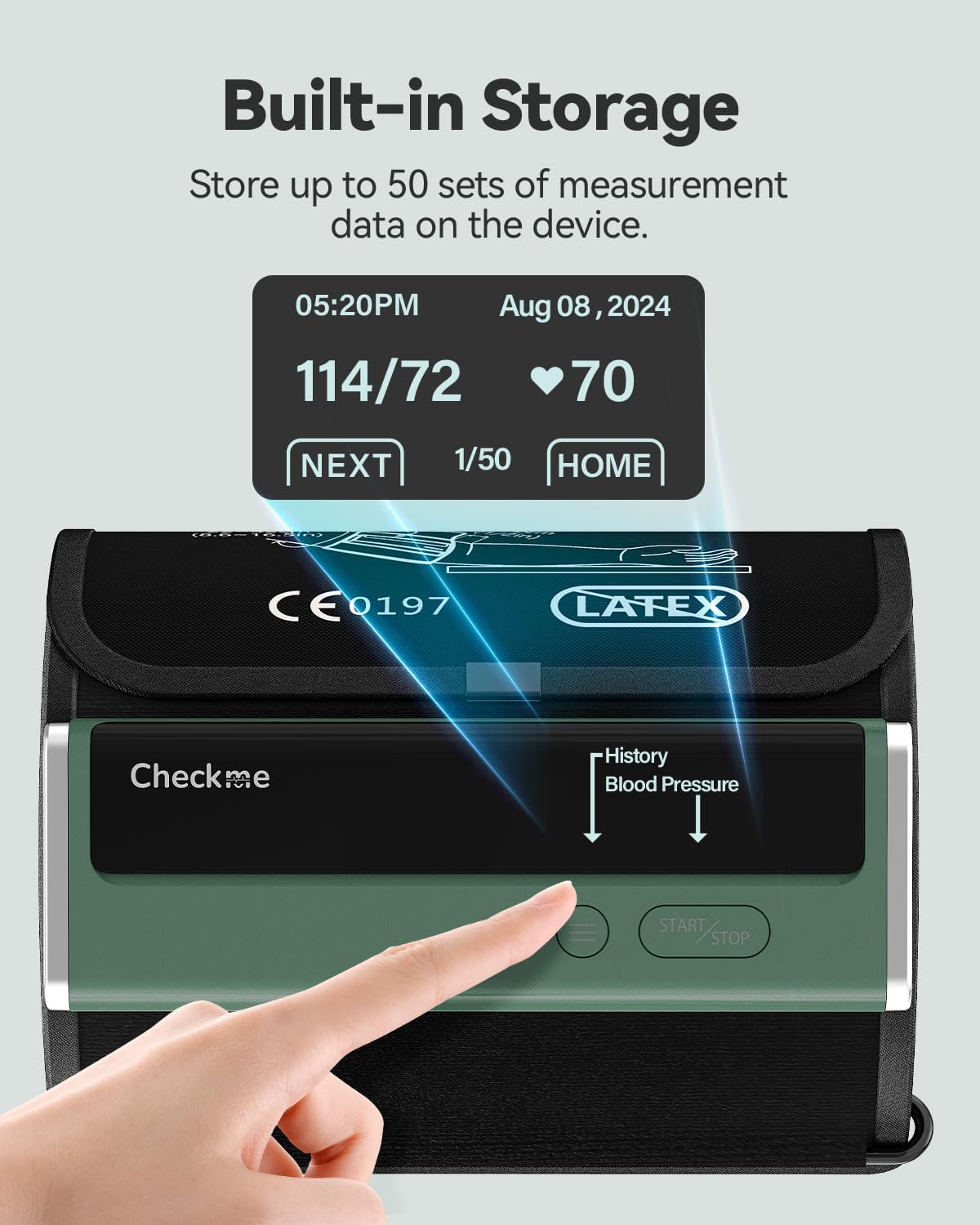 Checkme Wireless Upper Arm Blood Pressure Monitor with Bluetooth, App & 50 Readings

