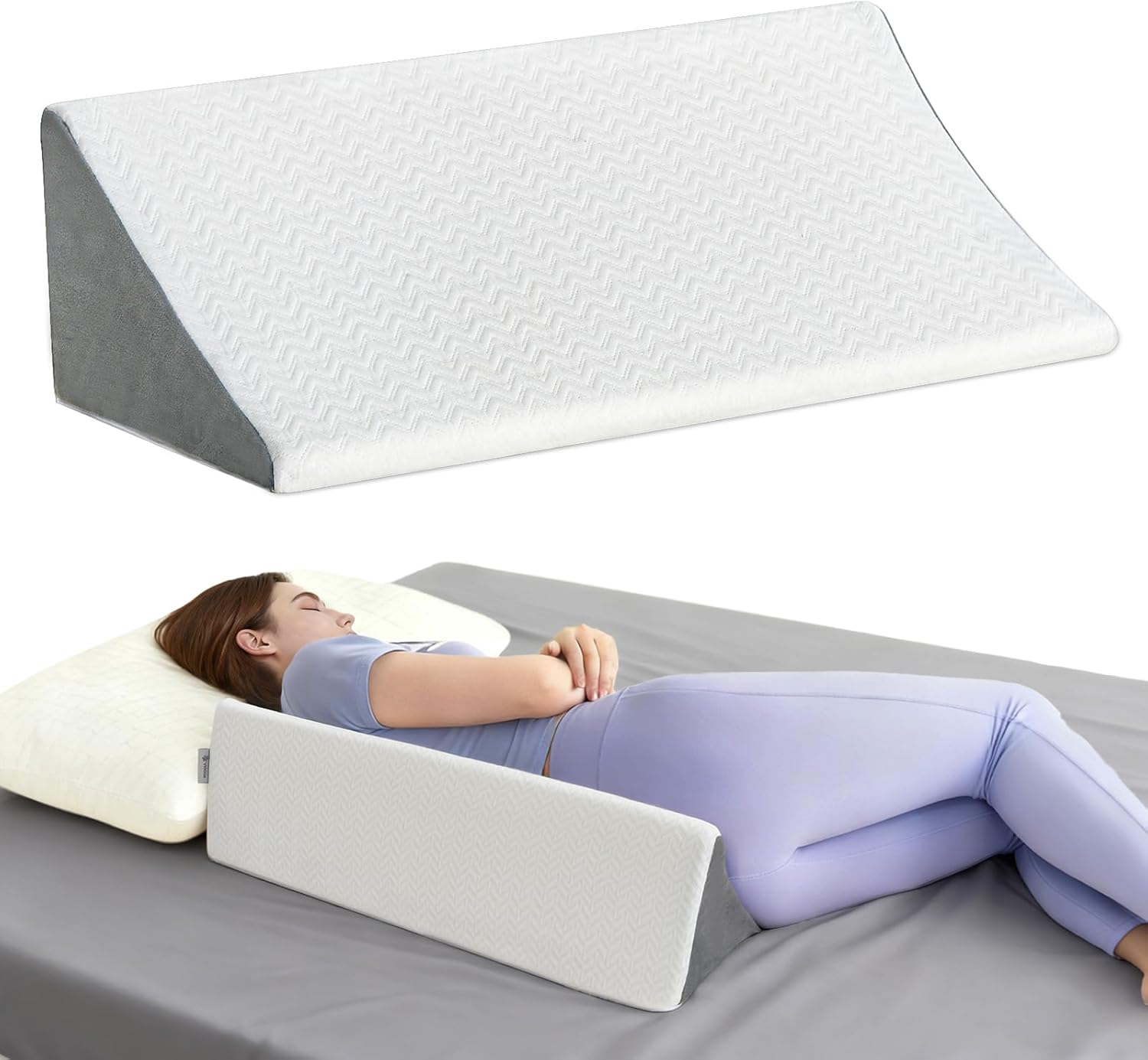 Vekkia Wedge Pillow for Side Sleeping with High-Density Foam and Back Support

