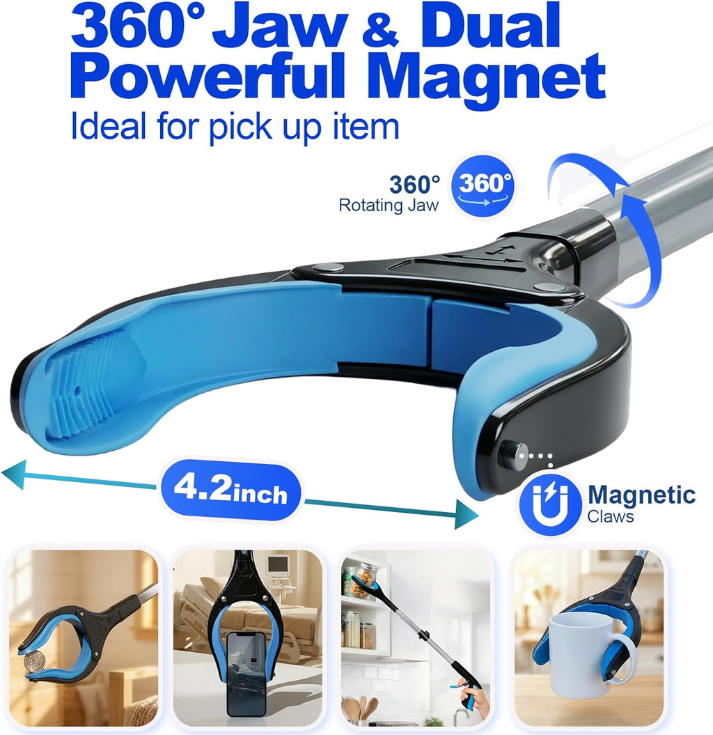 Magnetic Grabber Reacher Tool for Seniors, Foldable Heavy Duty Pickup Trash Picker

