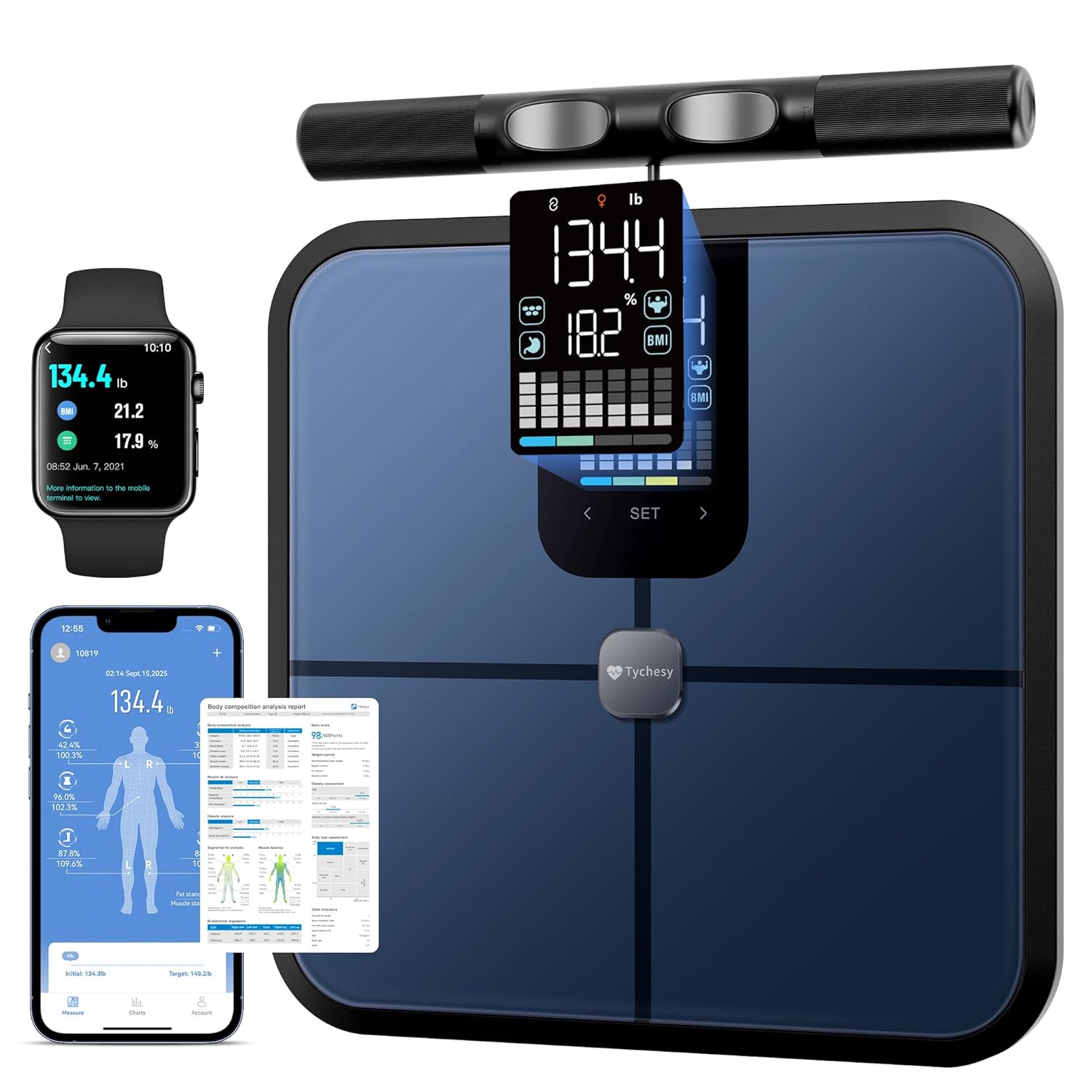 Smart Body Composition Scale 8-Electrode with Body Fat, BMI, Muscle & Visceral Fat

