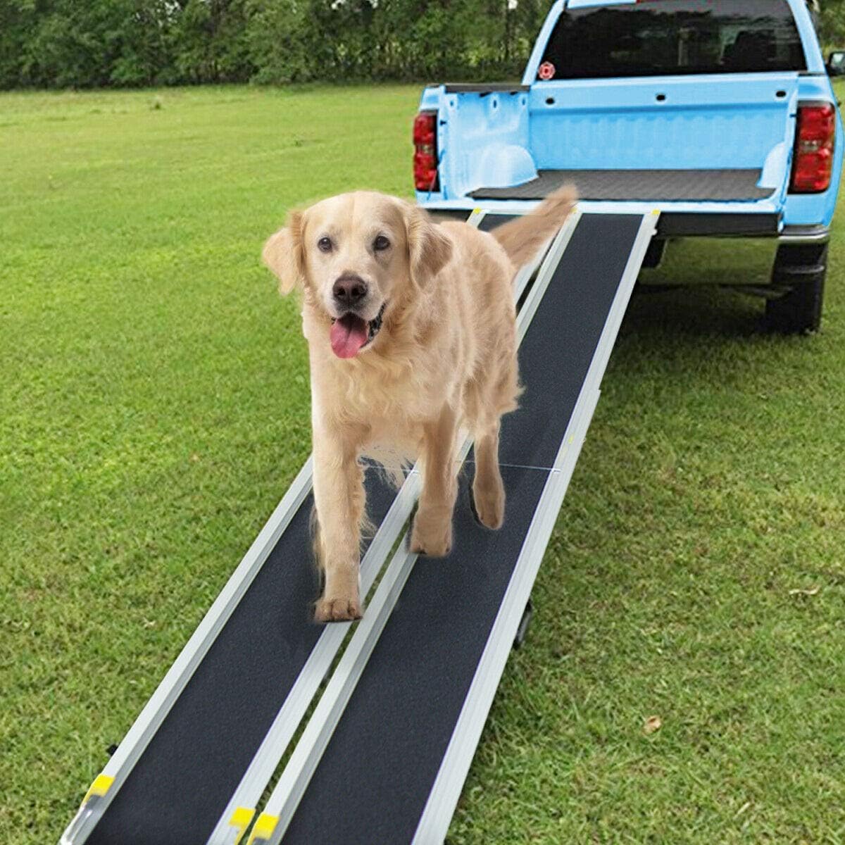 Goplus Adjustable Portable Wheelchair Ramp Aluminum Telescopic Non-Skid Home Doorway

