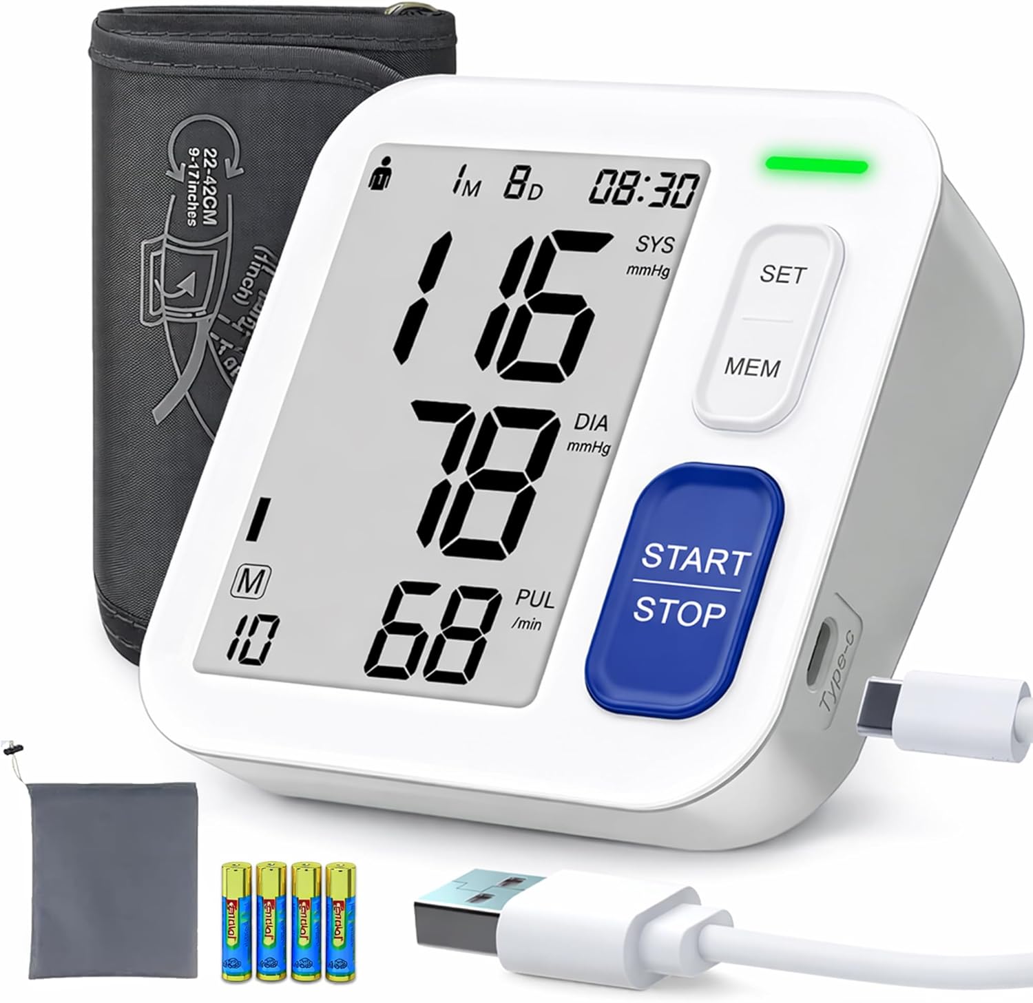 Home Upper Arm Blood Pressure Monitor Automatic Digital BP Machine

