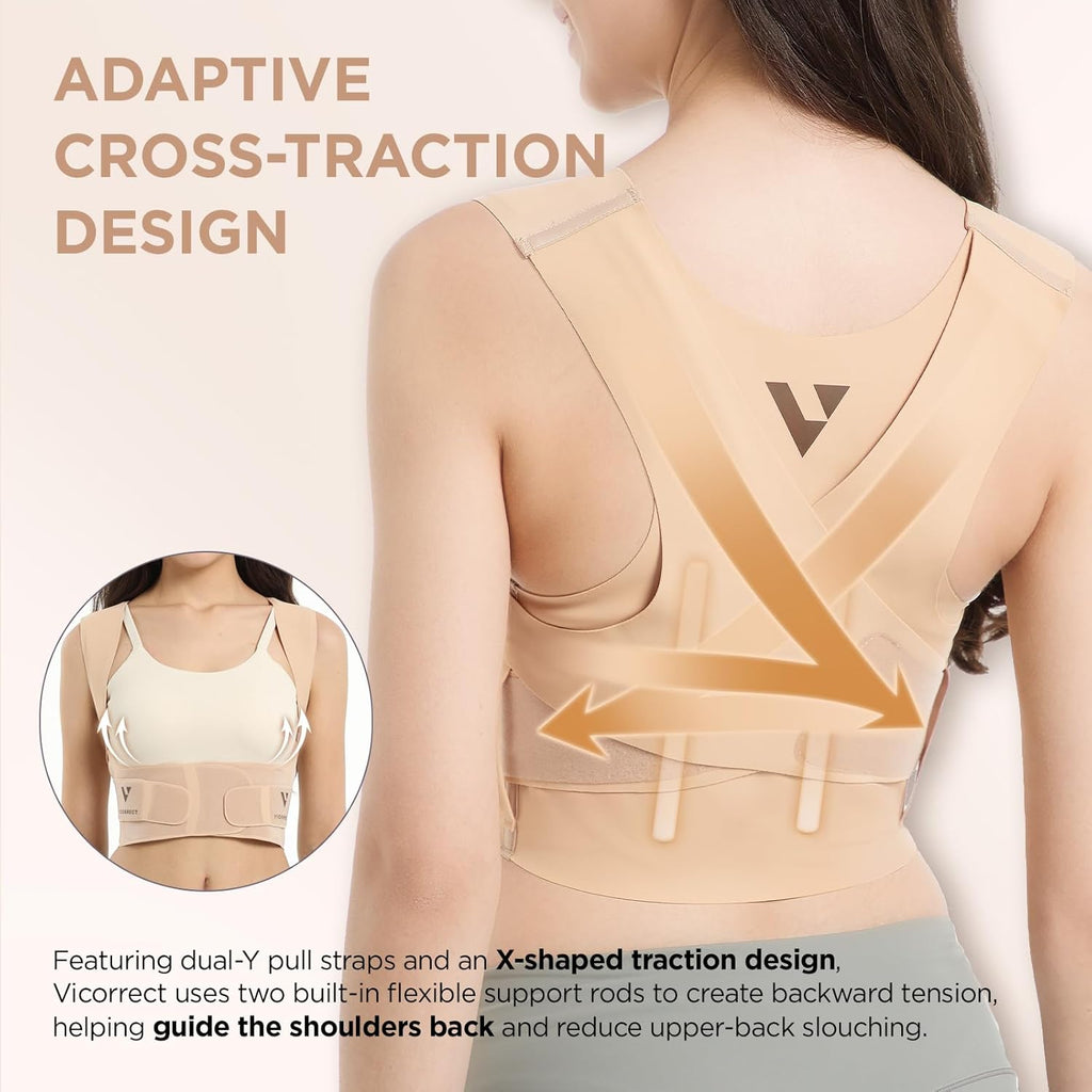 Vicorrect Adjustable Posture Corrector for Women, Upper Back Shoulder Neck Support

