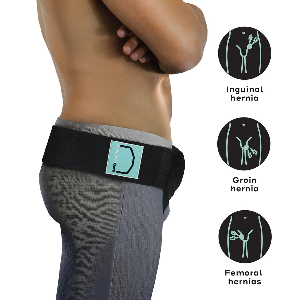Abdomencare Inguinal Hernia Support Belt for Men & Women with 2 Compression Pads

