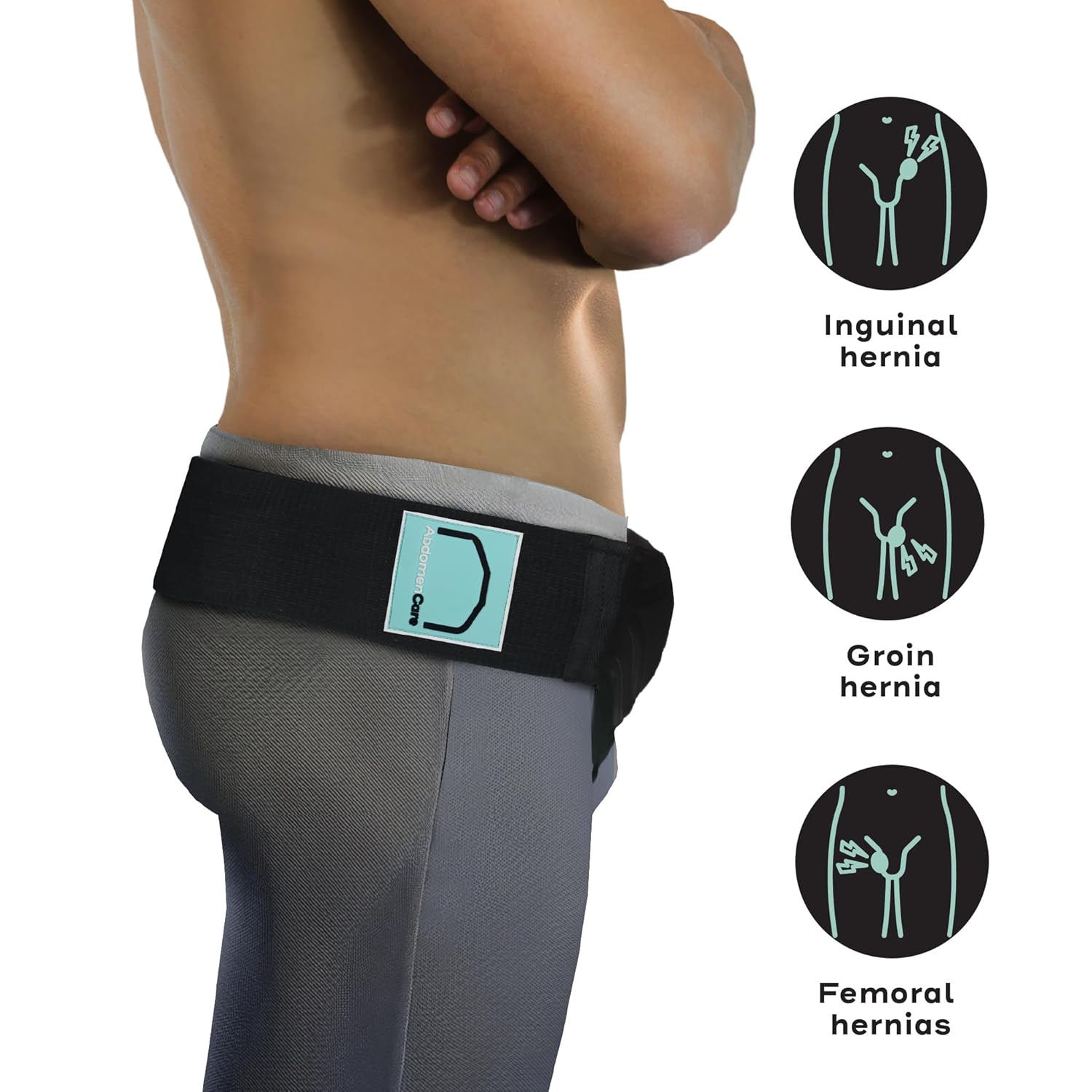 Abdomencare Inguinal Hernia Support Belt for Men & Women with 2 Compression Pads

