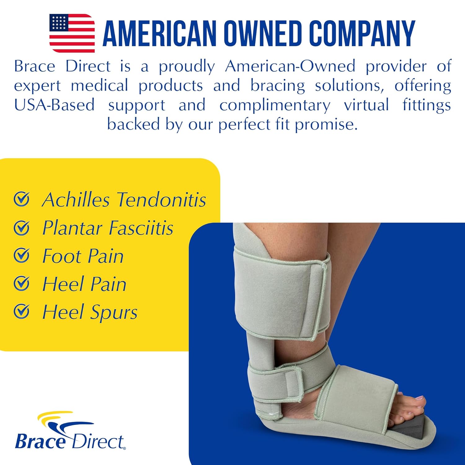 Brace Direct Padded Night Splint 90 Degree Sleeping Boot for Plantar Fasciitis


