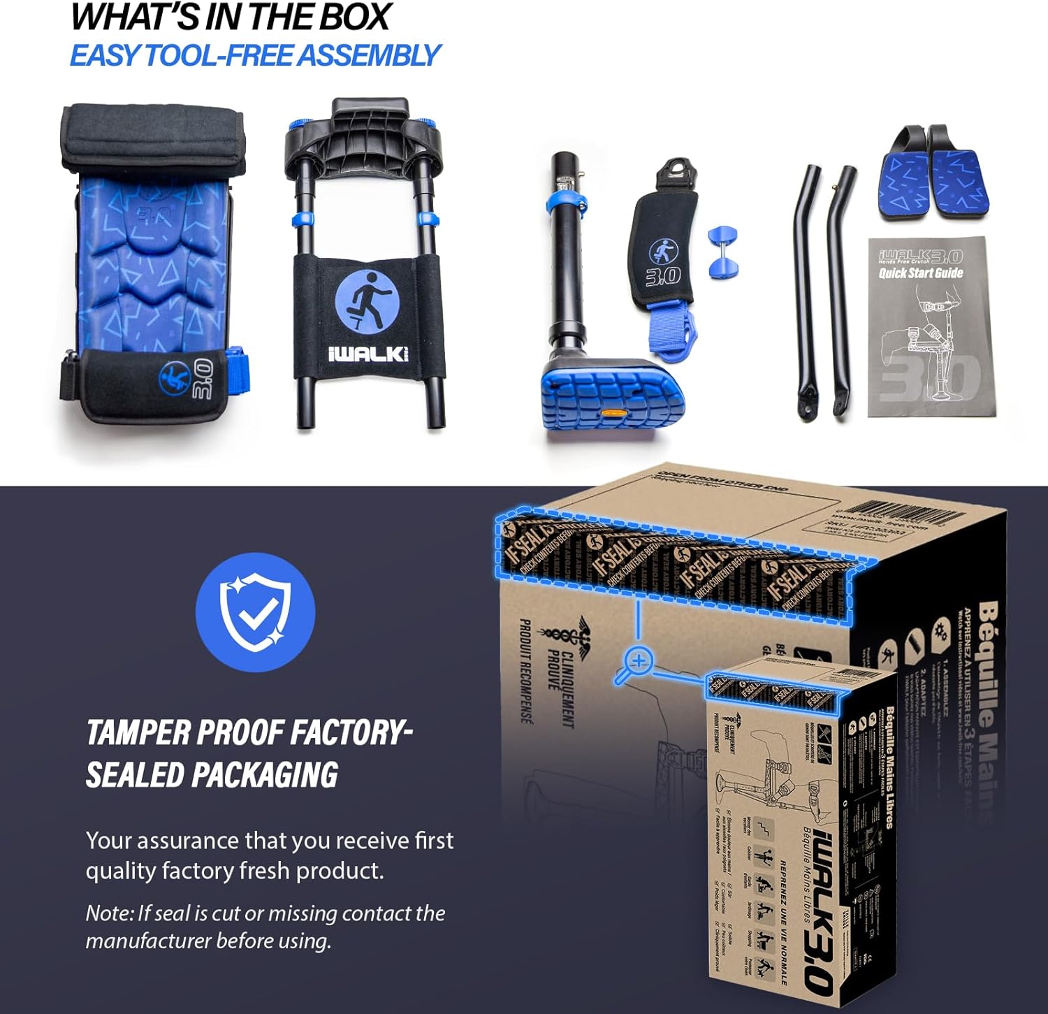 iWALK3.0 Hands-Free Knee Crutch for Lower Leg Injuries, Alternative to Crutches

