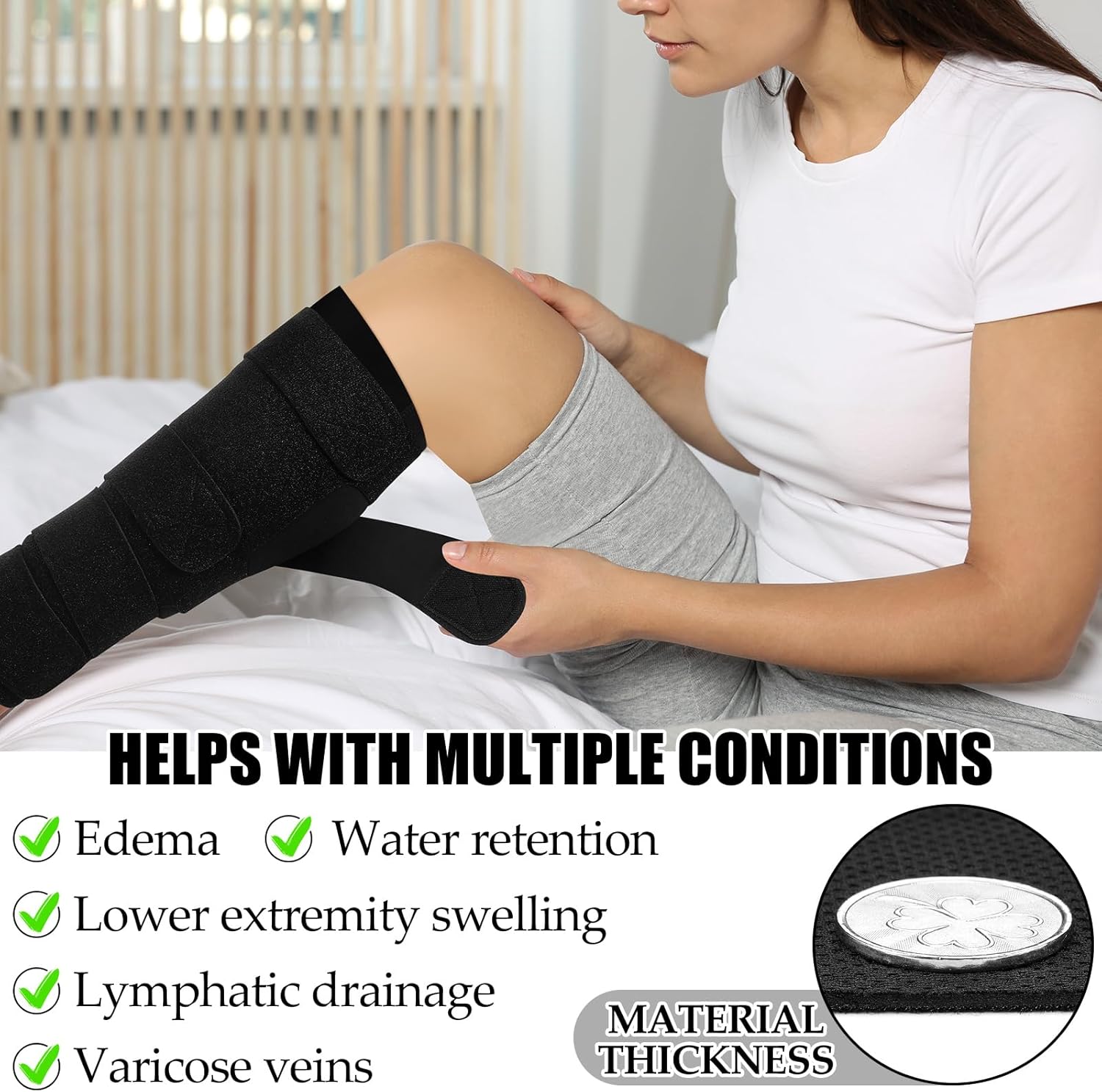 3 Pairs Lymphedema Compression Supports Adjustable Shin Splint Cover Ups

