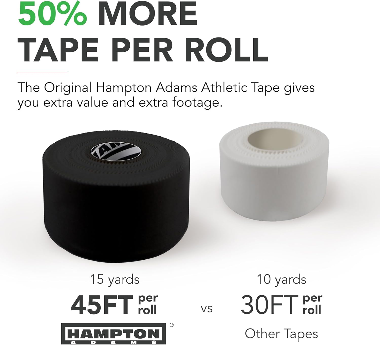 Hampton Adams Sports Medical Athletic Tape, 8-Pack 45 ft Cotton Rolls

