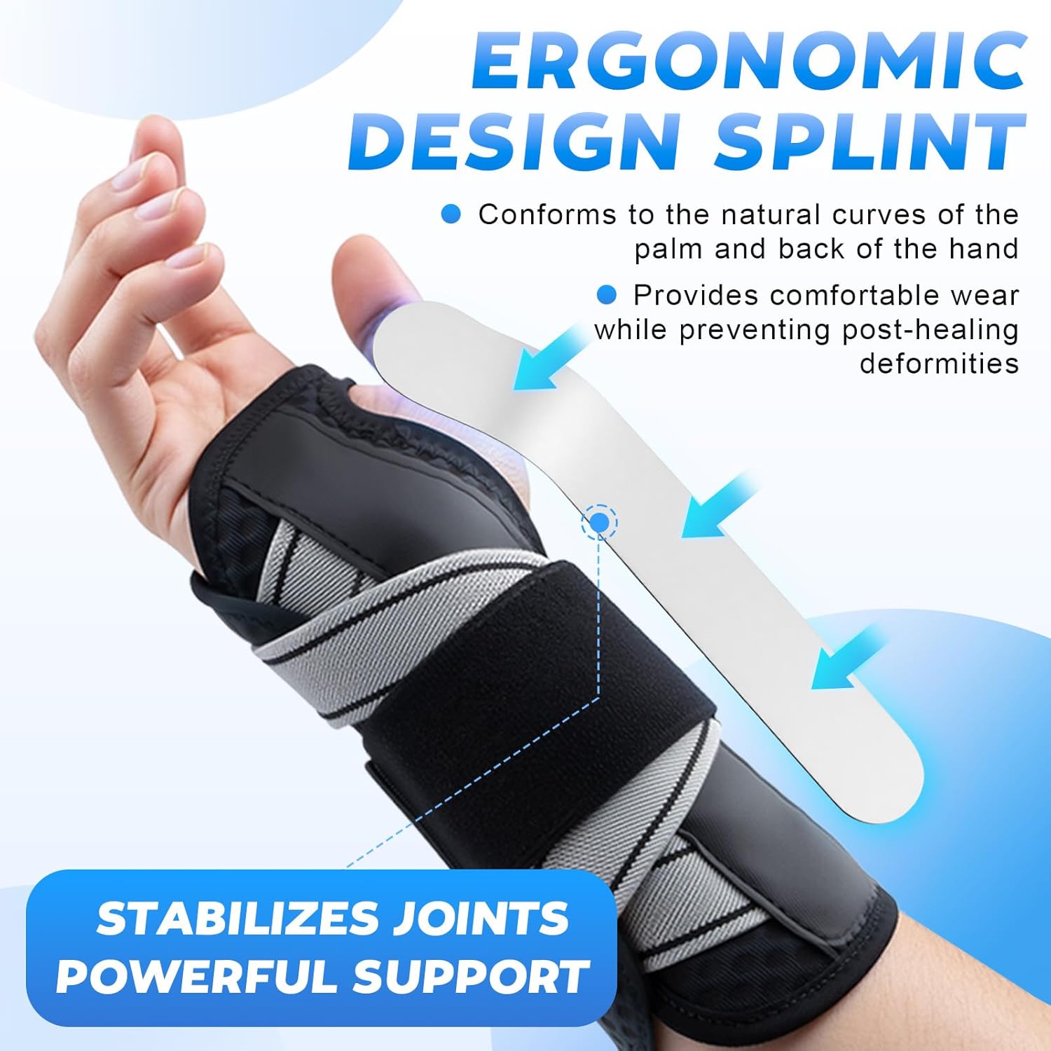 NEVVIS Carpal Tunnel Night Wrist Brace with Metal Splint, Adjustable Support

