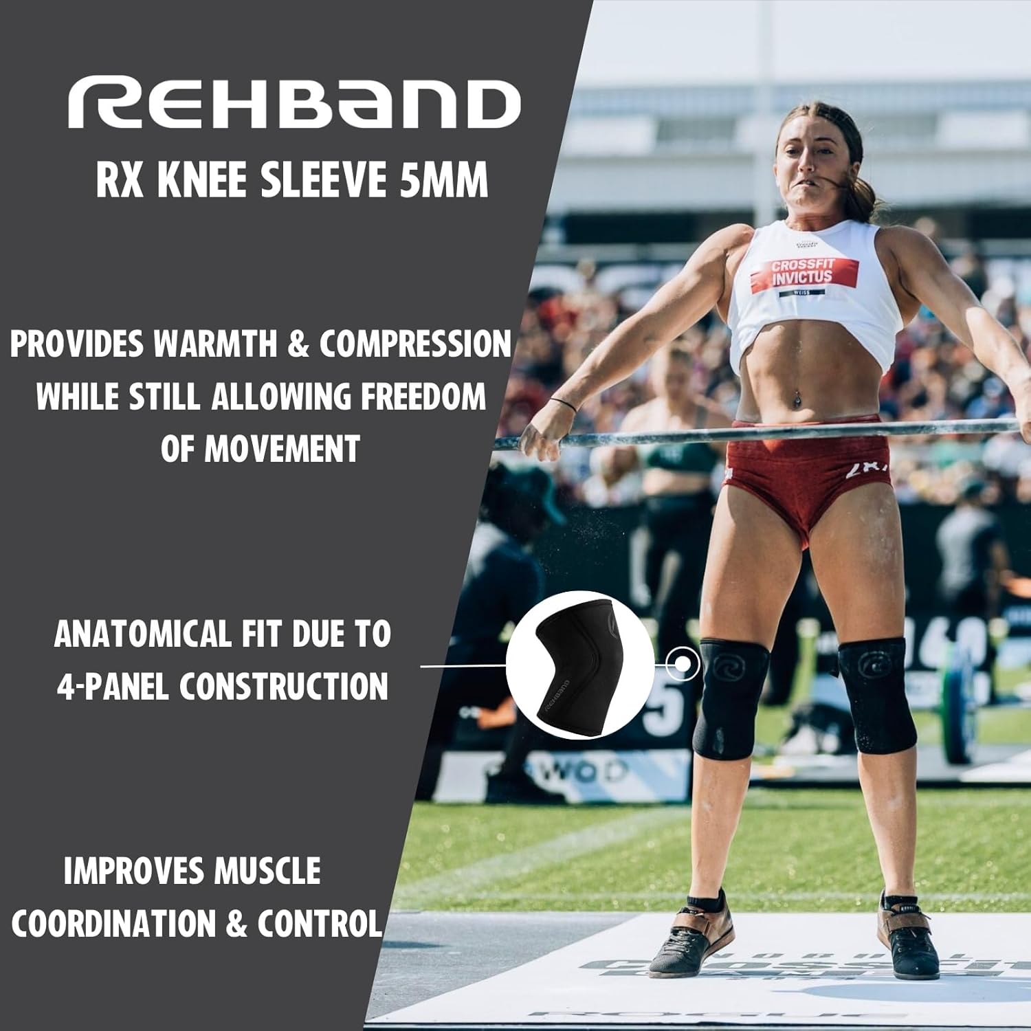 Rehband 5mm Neoprene Knee Compression Sleeves for Weightlifting & Training

