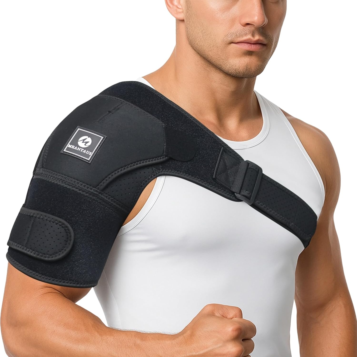 Shoulder Brace Compression Sleeve with Adjustable Straps for Rotator Cuff Support

