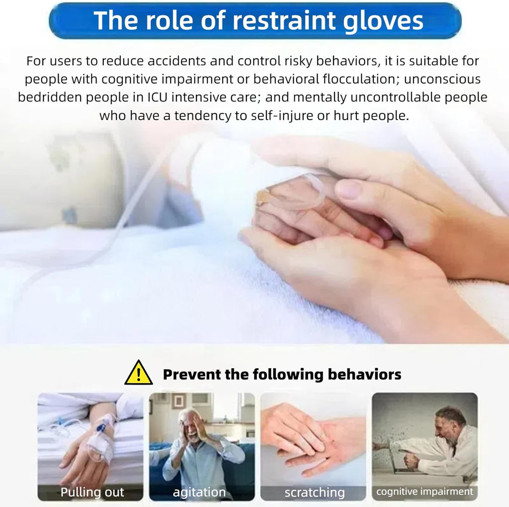 Restraint Gloves for Elderly, Padded Mitts with Double Security

