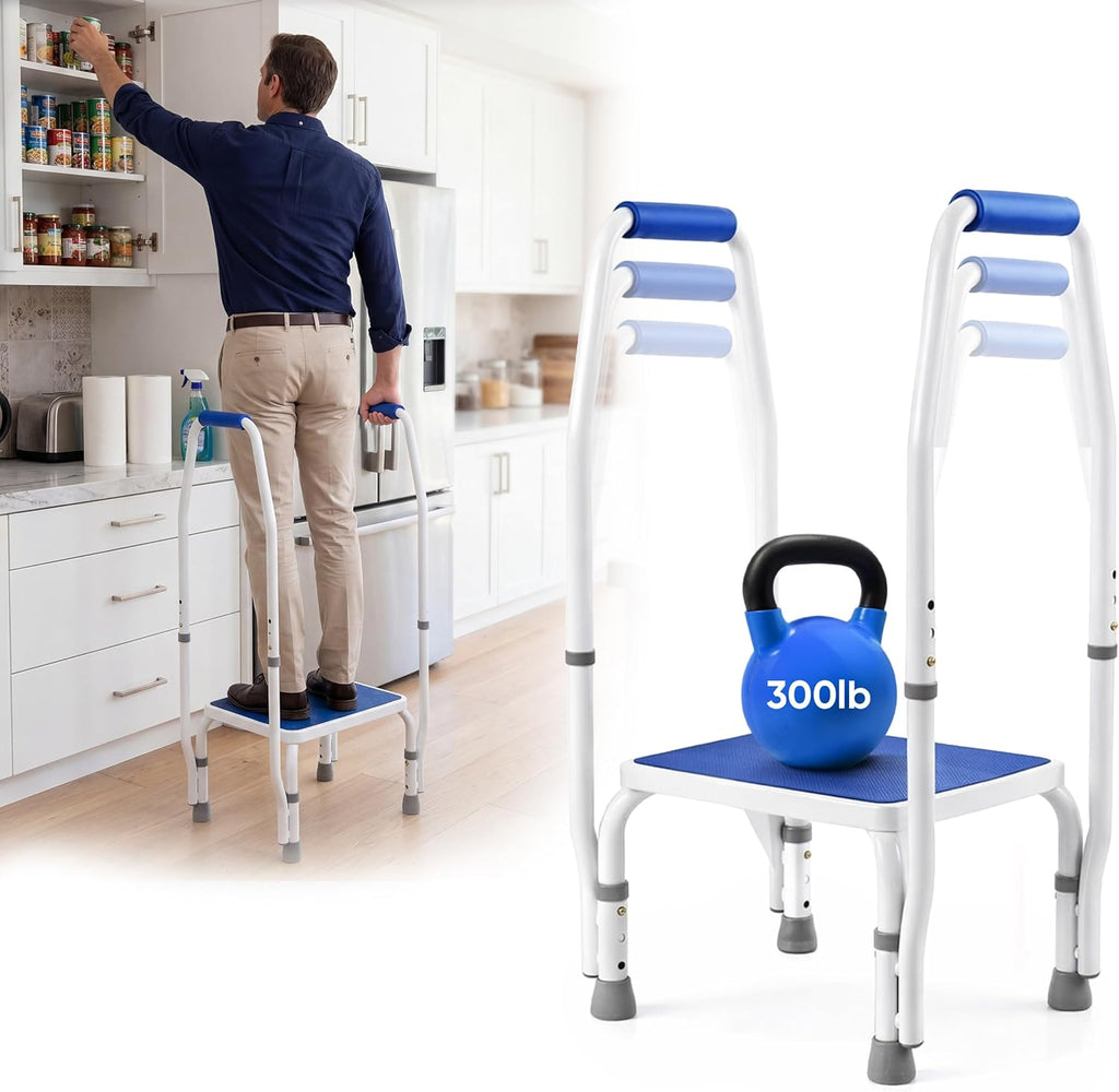 Platinum Health AdjustaStep DoubleSafe Deluxe Step Stool with Dual Handles, Height-Adjustable

