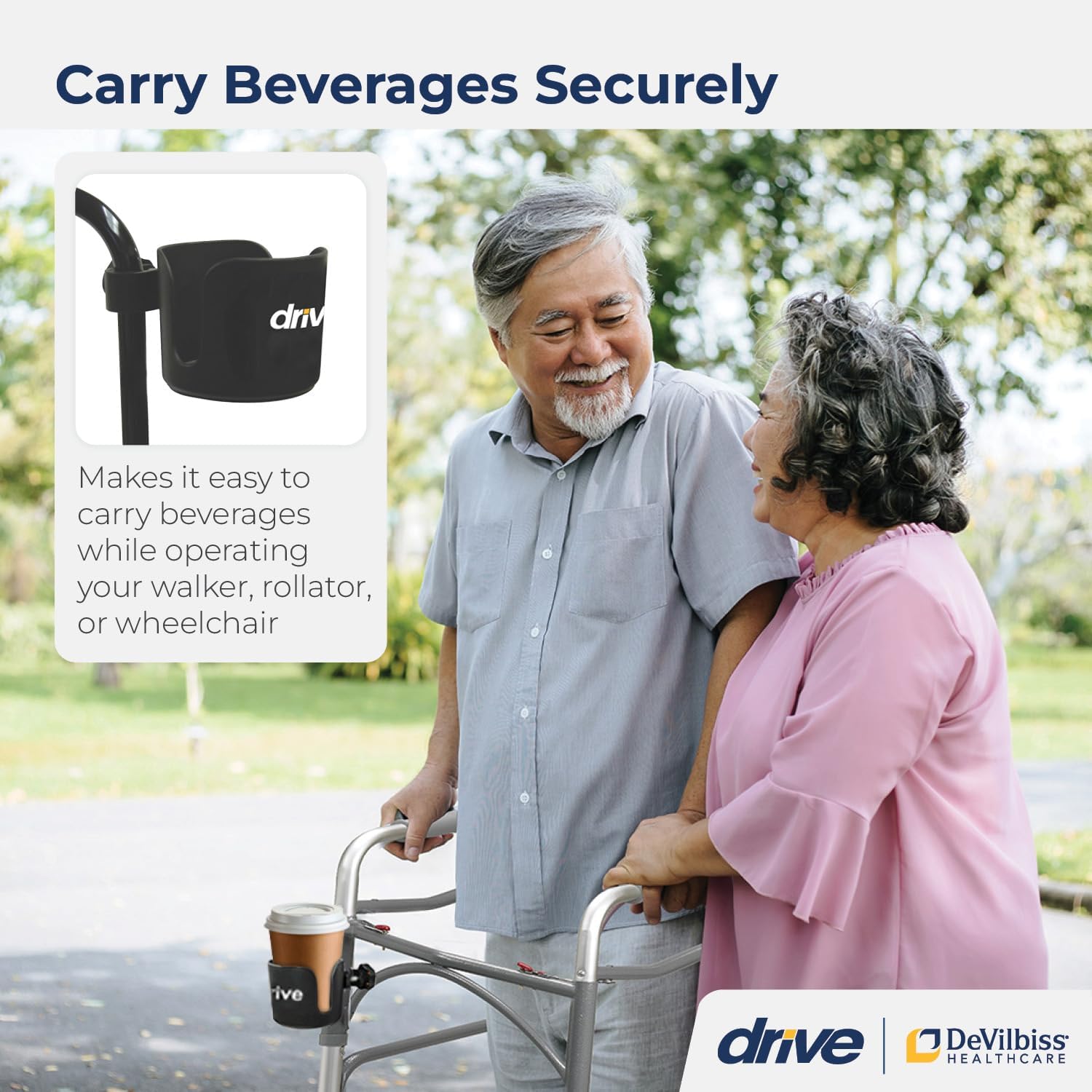 Drive Medical Universal Clamp-On Cup Holder for Walker, Rollator, Wheelchair

