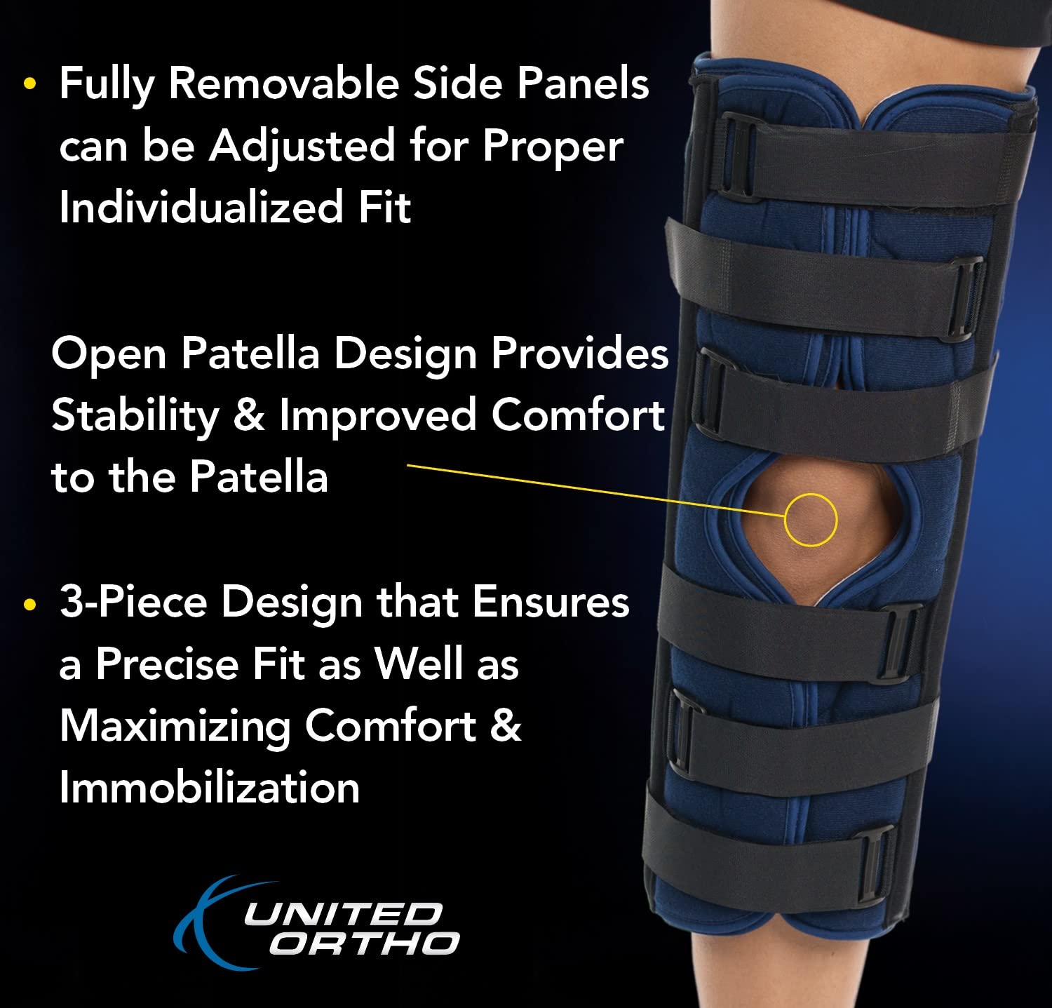 United Ortho 61016 3-Panel Knee Immobilizer Brace

