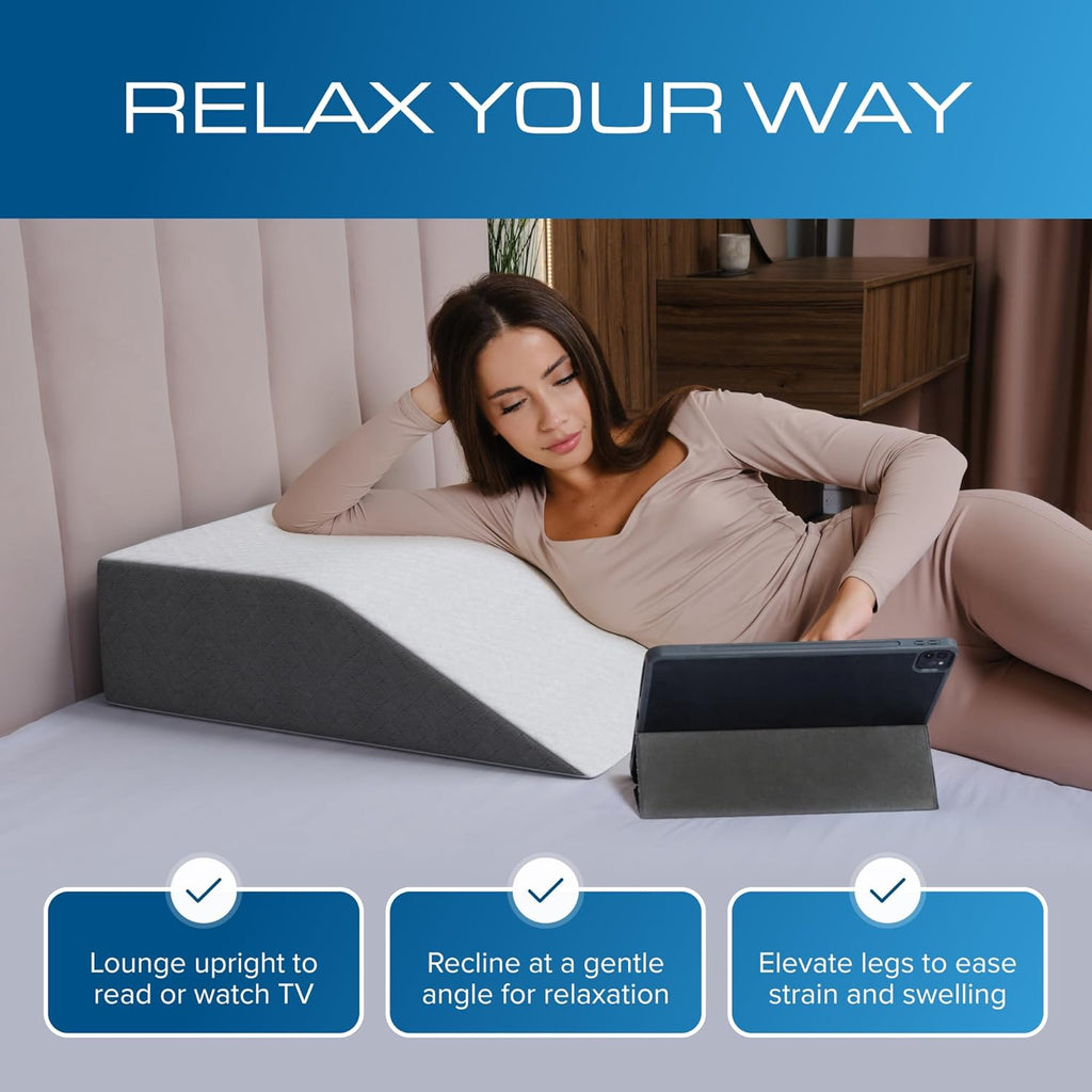 Kolbs Bed Wedge Pillow for Sleep Apnea, Acid Reflux, Back Pain, Jacquard

