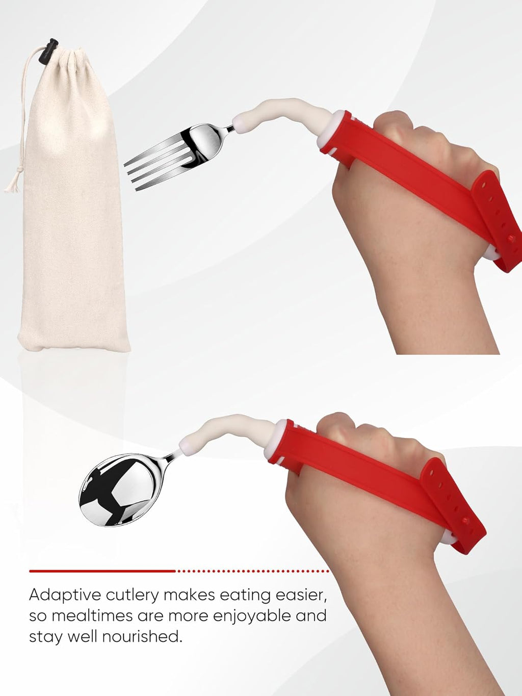 Adaptive Swivel Spoon and Fork Set, 360° Rotating Stainless Steel Easy Grip

