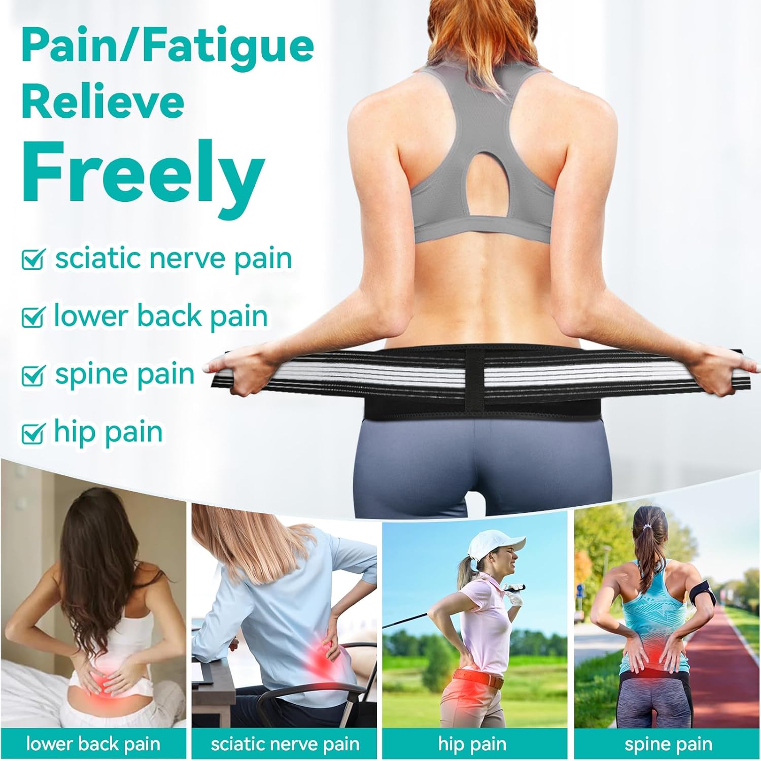 Lightweight Neoprene Lumbar Support Back Brace Belt for Lower Back Pain

