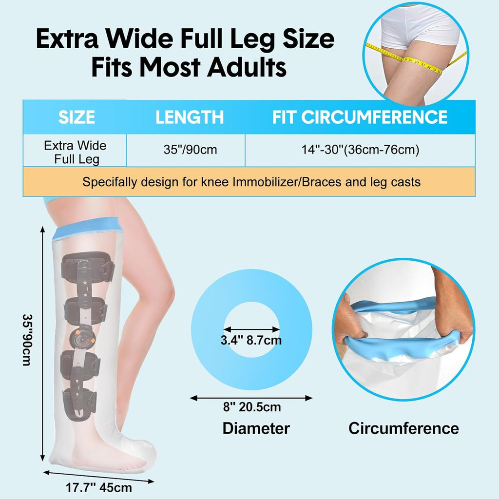Waterproof shower cast cover with silicone seal for fracture boots

