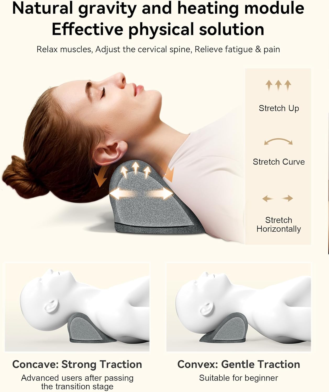 Heated Neck Traction Pillow for Cervical and Shoulder Pain Relief, Graphene USB

