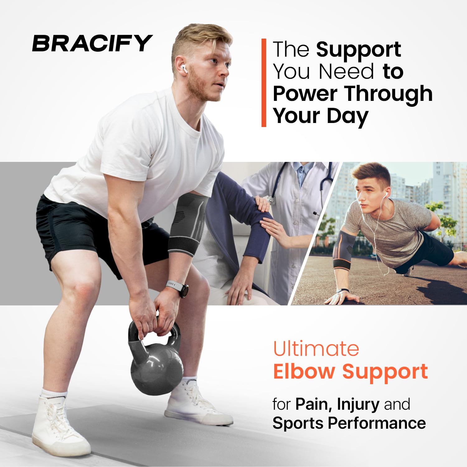 BRACIFY Elbow Brace for Tendonitis and Tennis Elbow Arm Compression Sleeve

