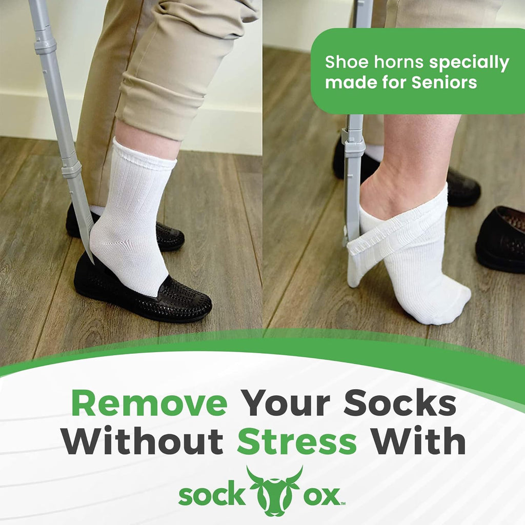 Sock Ox Adjustable Sock Aid with Built-in Long Shoe Horn for Easy Dressing


