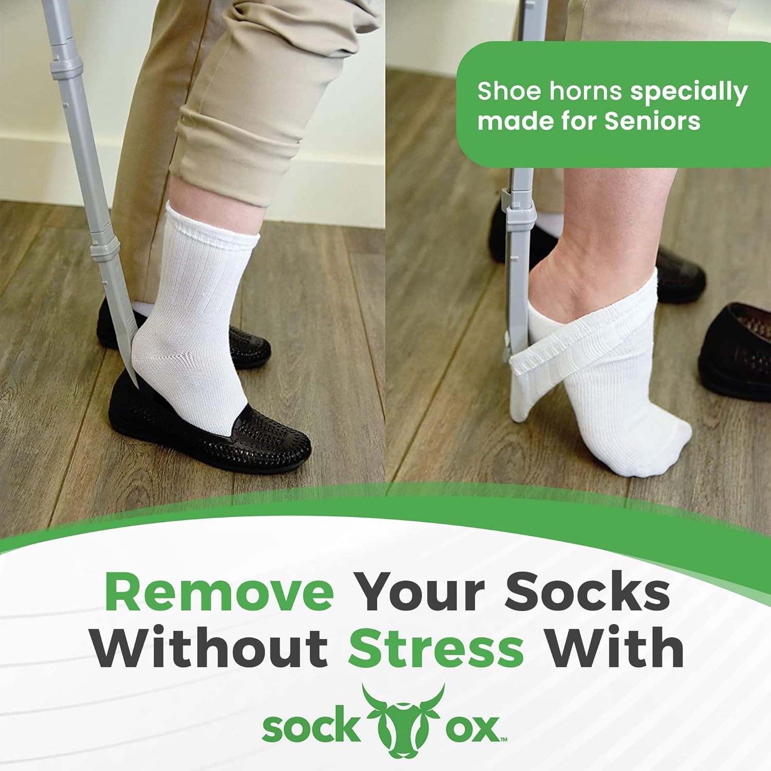 Sock Ox Adjustable Sock Aid with Built-in Long Shoe Horn for Easy Dressing

