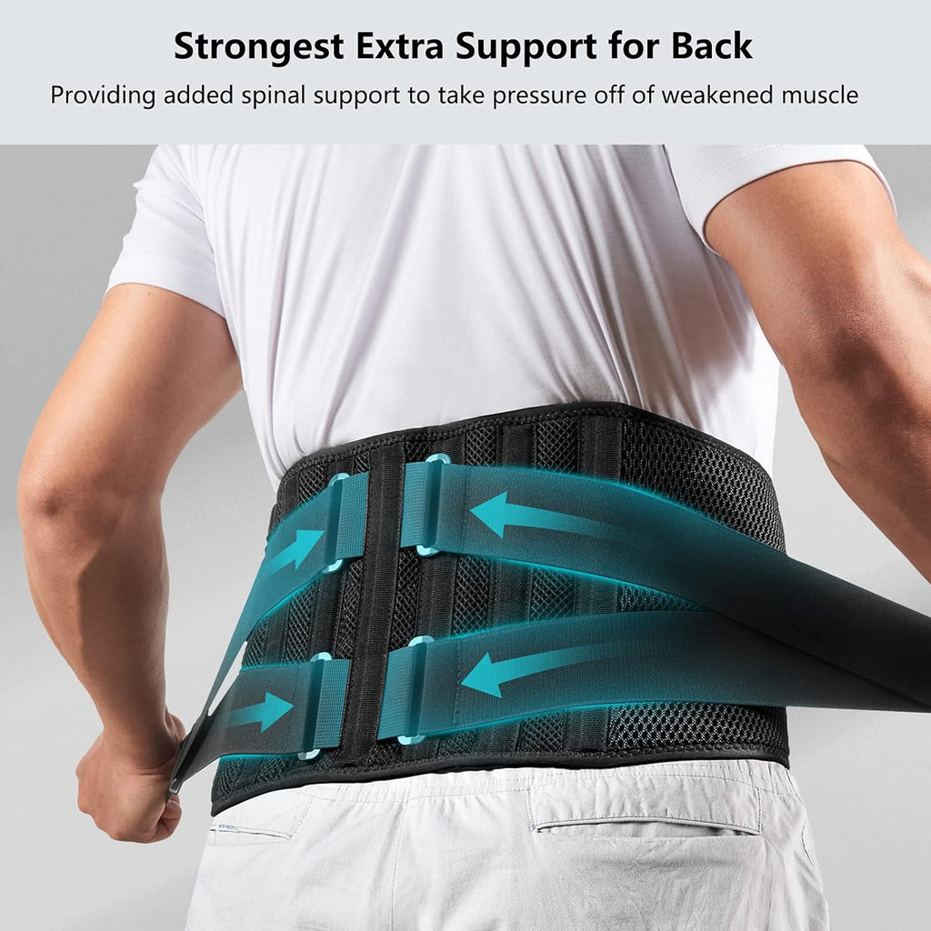 Freetoo Air Mesh Lower Back Brace with 7 Stays, Anti-Skid Lumbar Support Belt

