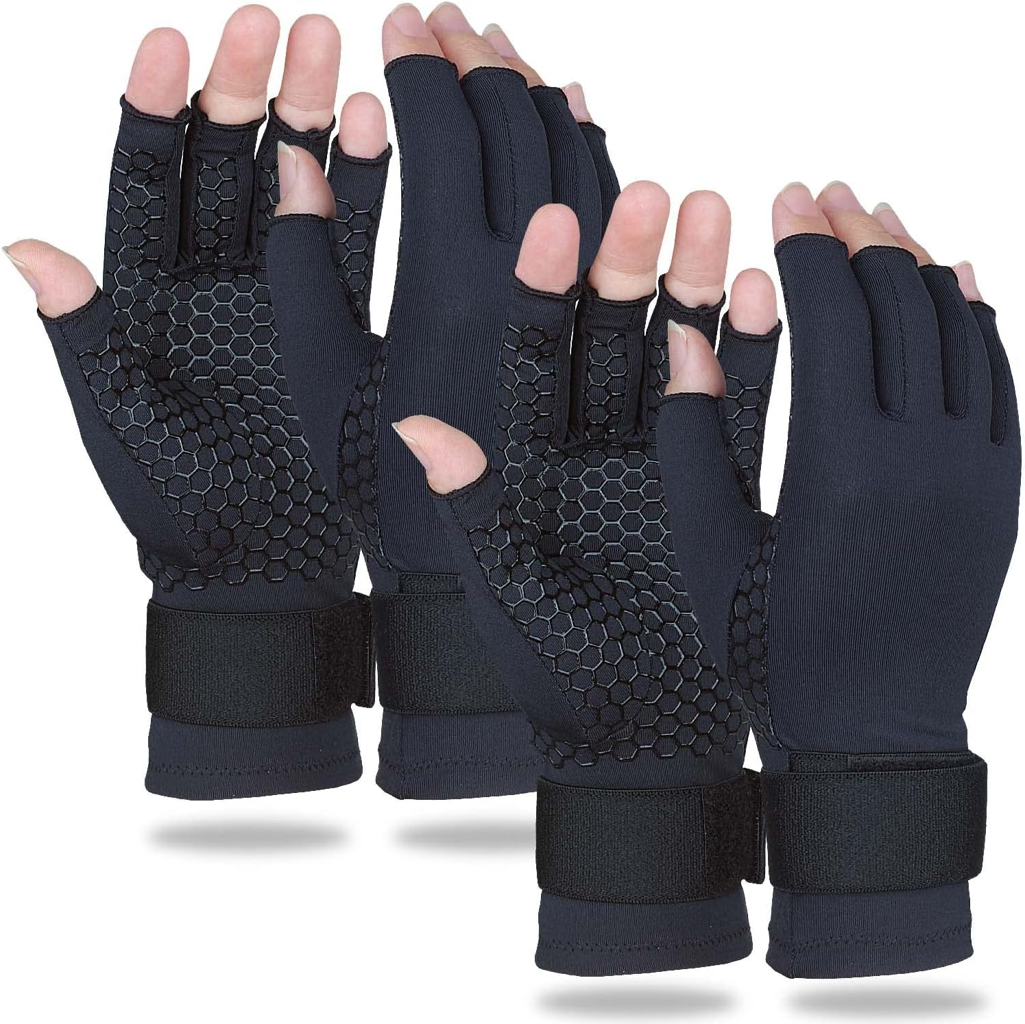 Copper Infused Arthritis Gloves for Men Women, Fingerless Compression Wrist Support


