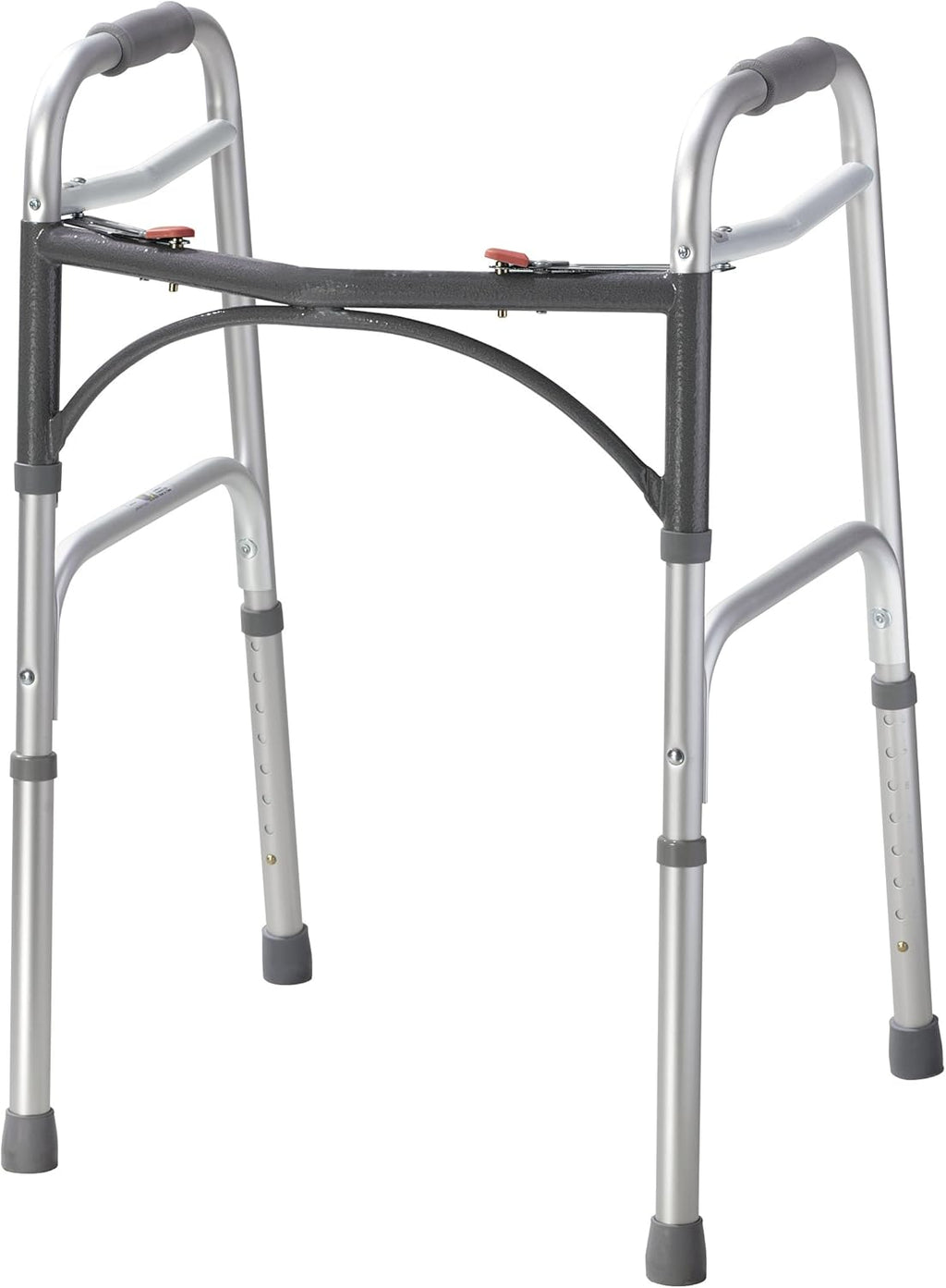 Drive Medical 2-Button Foldable Walker with Adjustable Legs, Lightweight Aluminum 350 lb

