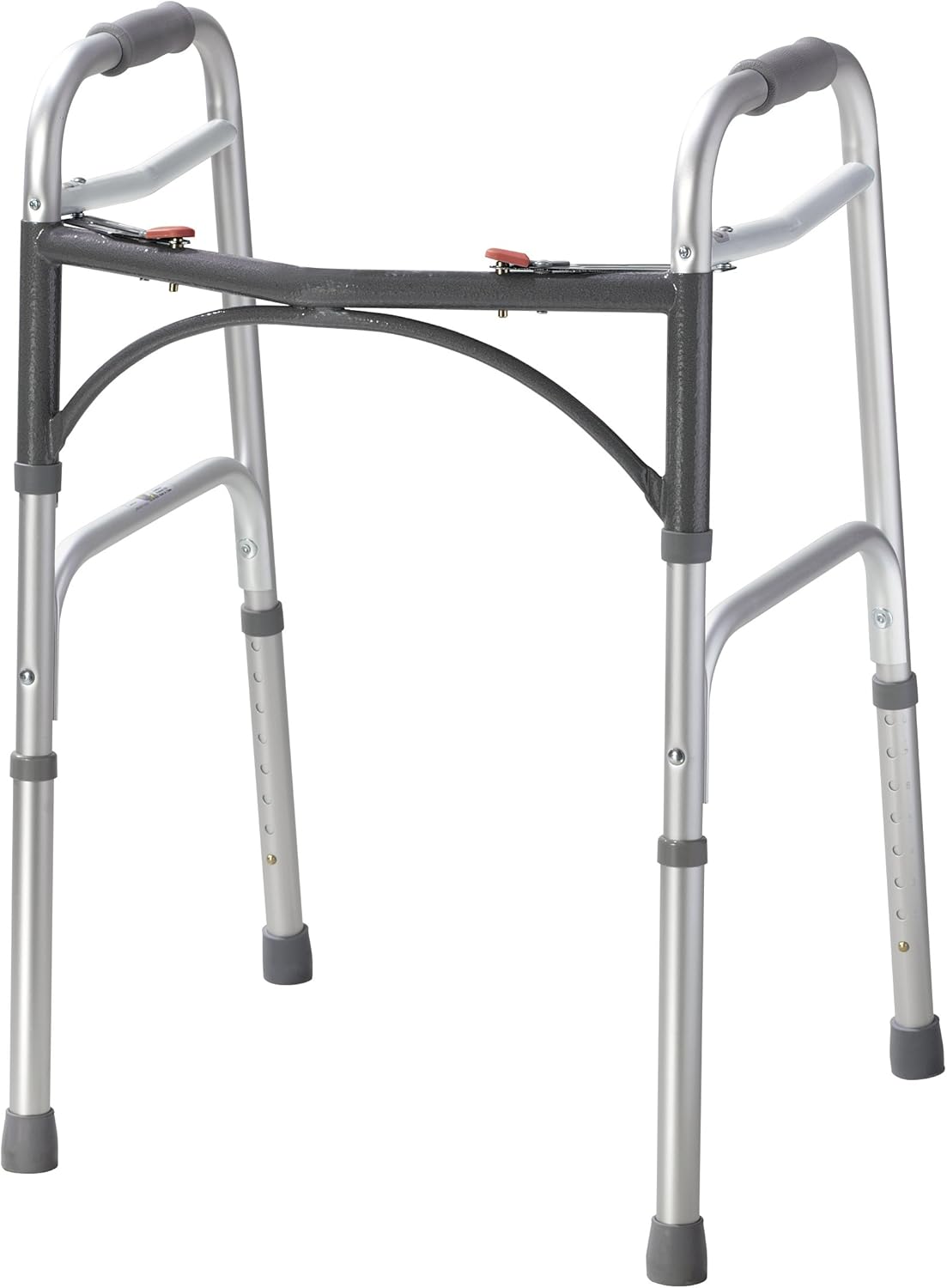 Drive Medical 2-Button Foldable Walker with Adjustable Legs, Lightweight Aluminum 350 lb

