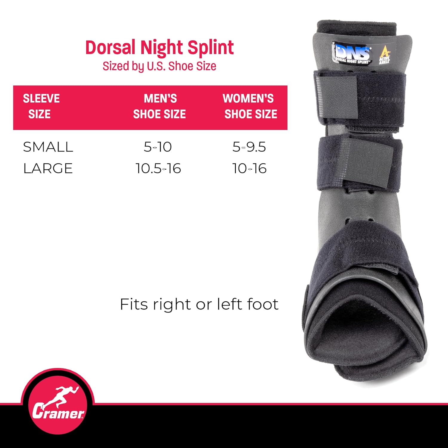 Cramer Dorsal Night Splint for Plantar Fasciitis, Low-Profile Foot Brace


