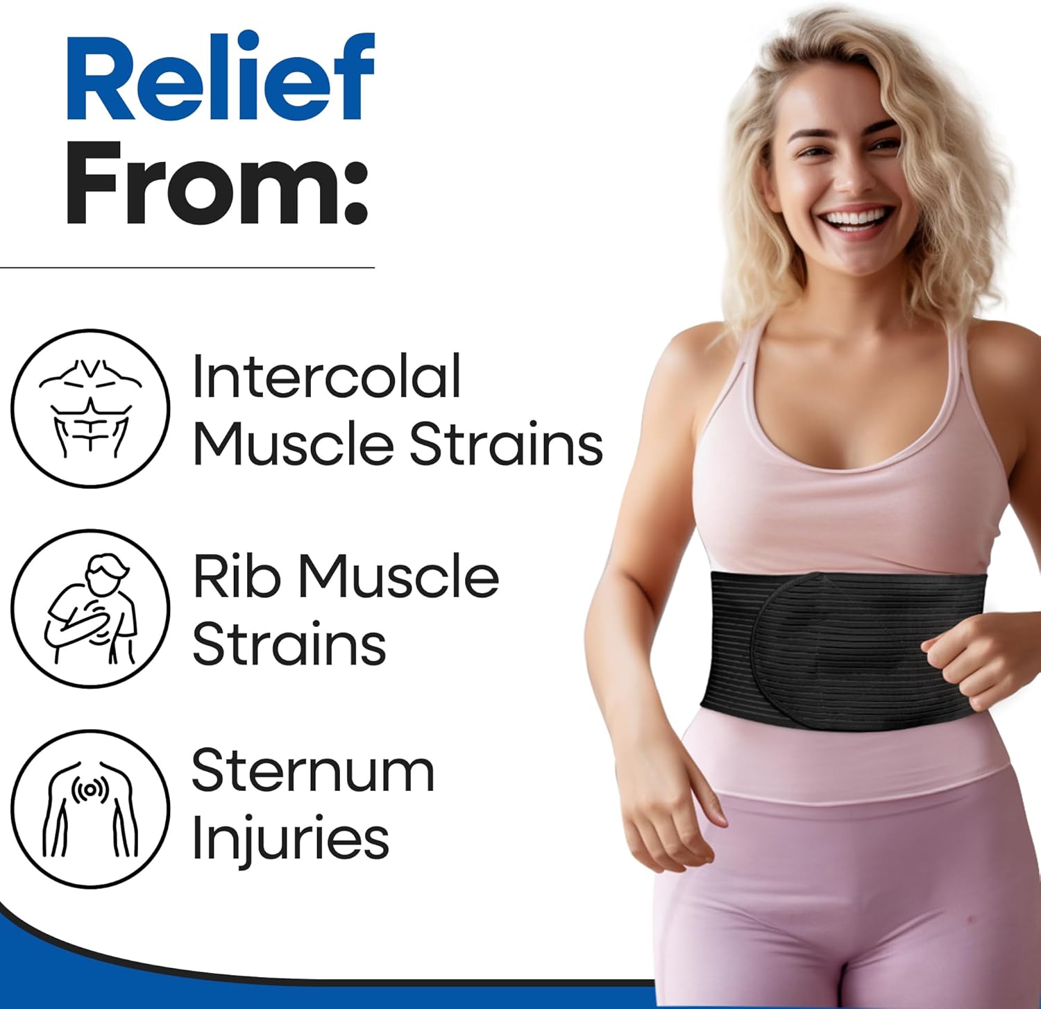 Armstrong America Rib Brace Rib Wrap Compression Support Belt for Chest Pain

