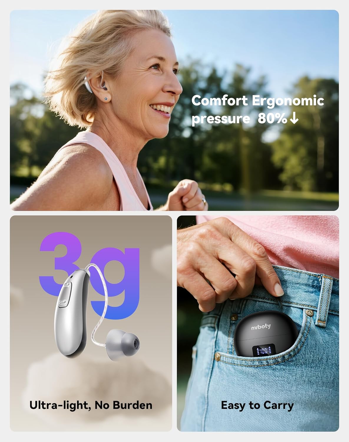 OTC Rechargeable Hearing Aids for Seniors with Noise Cancelling and LED Display

