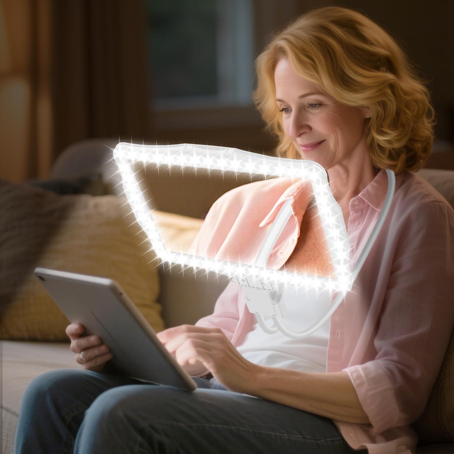10X Rechargeable LED Magnifying Glass with Neck Gooseneck, Hands-Free Reading

